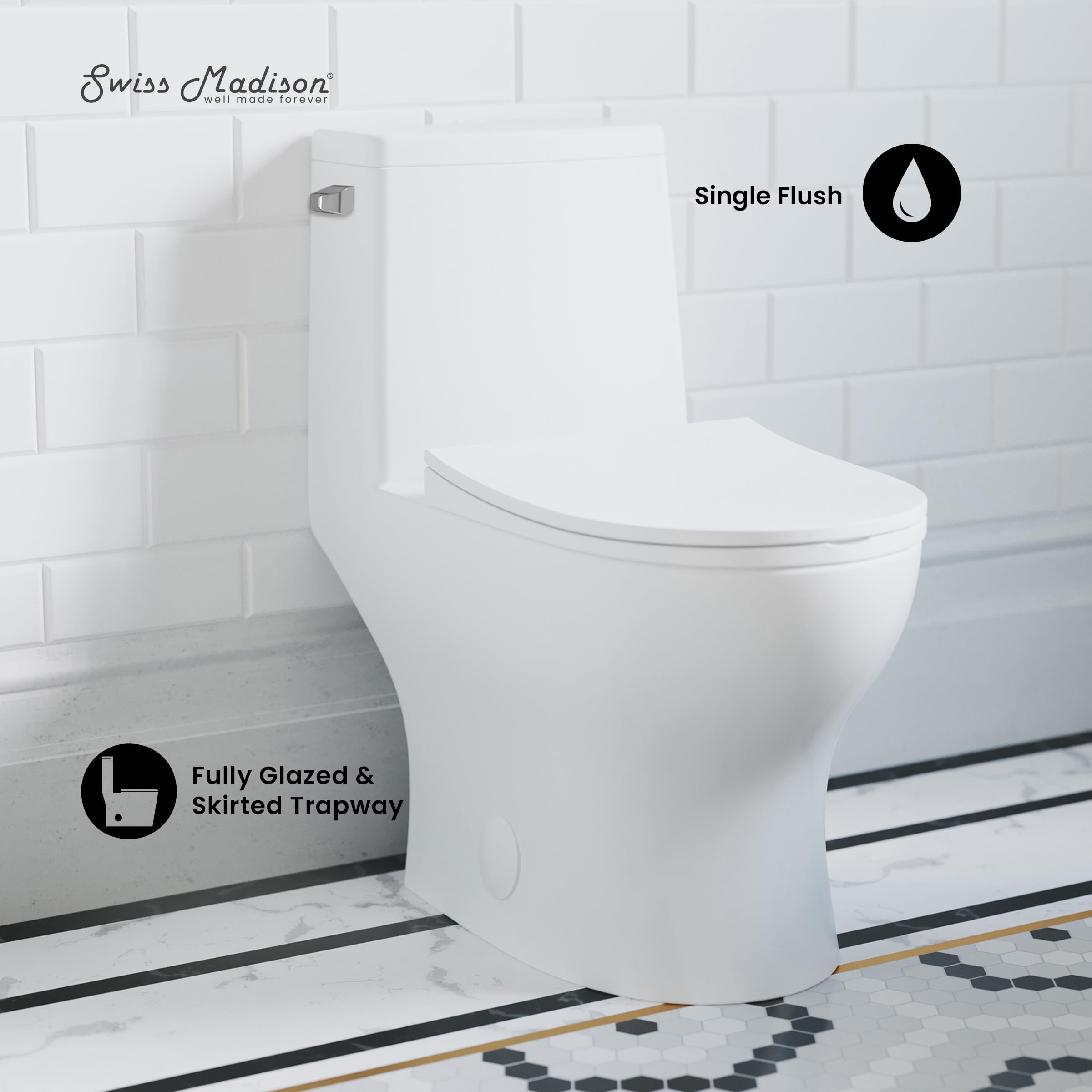 Ivy One-Piece Elongated Toilet with Left Side Flush, 10