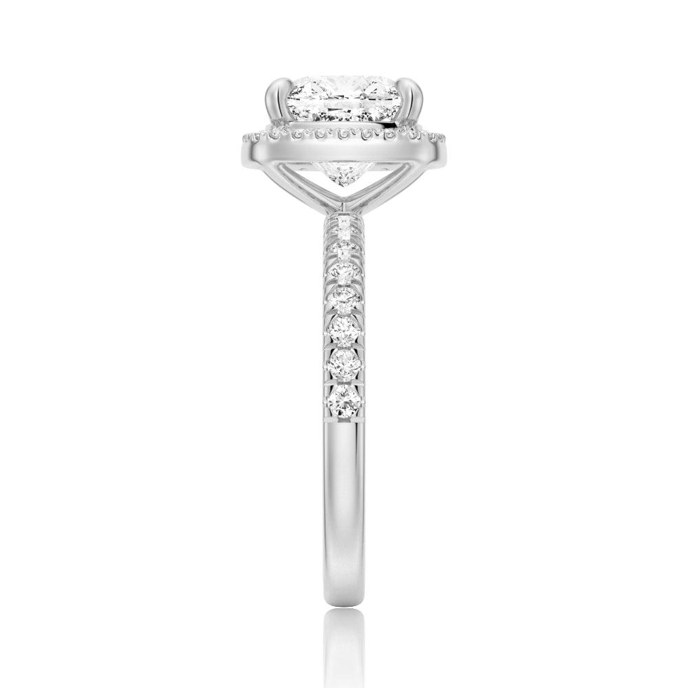 Exquisite Cushion Cut Halo Moissanite Engagement Ring Set with Matching Wedding Band - Perfect for Proposals, Anniversaries & Bridal Jewelry Collections