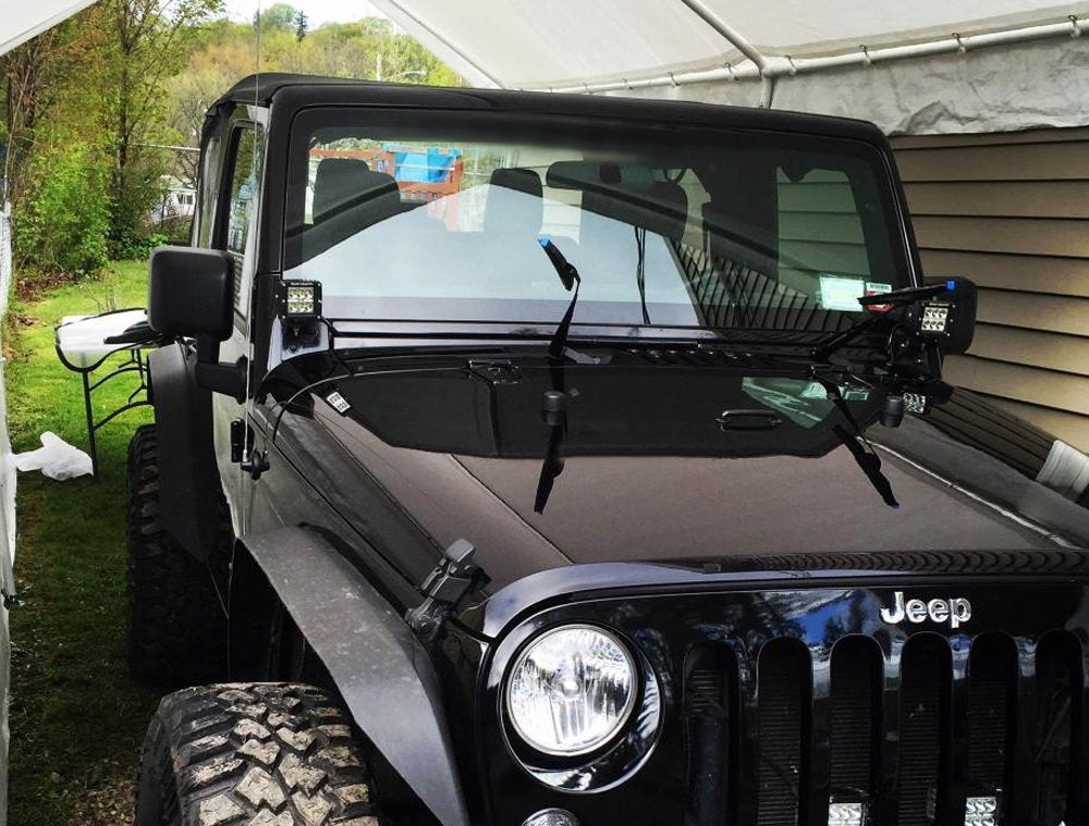 48W LED Driving Pod Lights with A Pillar Bracket & Wiring Kit - Waterproof Off-Road Lights for Jeep Wrangler TJ JK - Perfect for Night Driving, Trail Adventures & Off-Roading