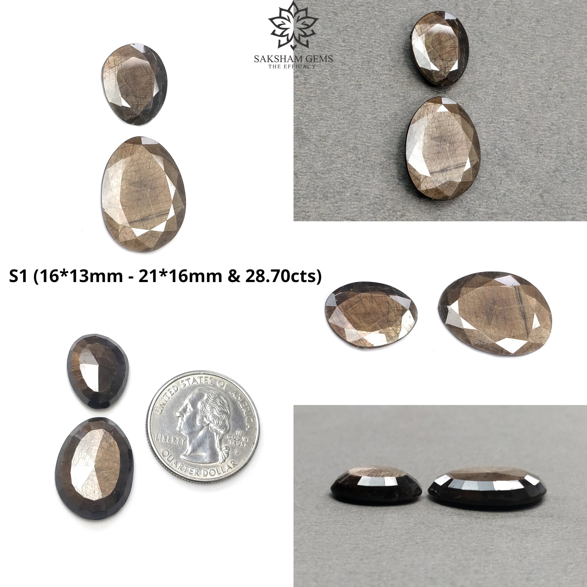 Natural Untreated Unheated Golden Brown Chocolate & Blue Sheen Sapphire Gemstone Set (2pcs) - Unique Uneven Shape for Jewelry Making, Engagement Rings & Collector's Gifts