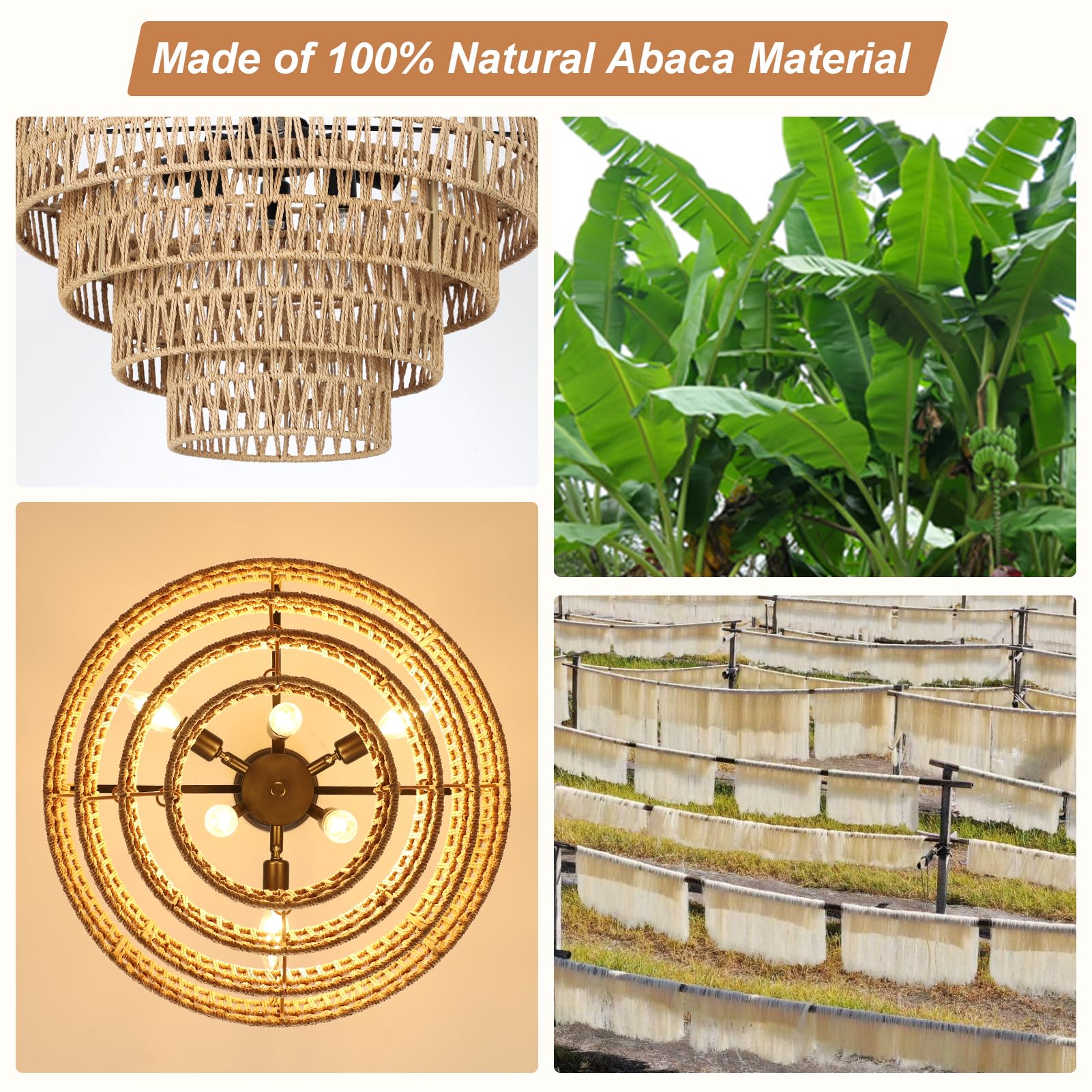 6-Light Boho Rattan Chandelier - 20
