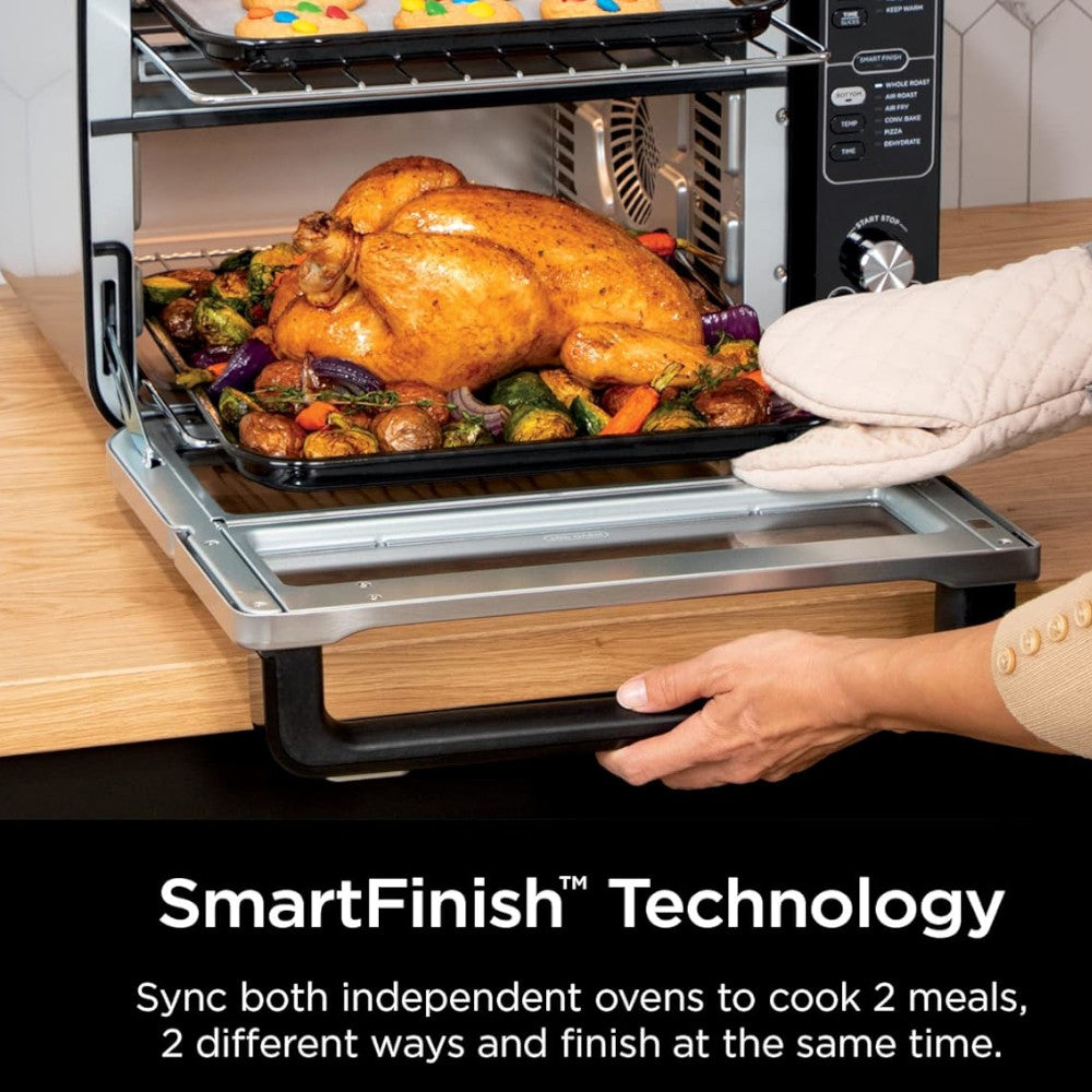 NINJA DCT401 12-in-1 Double Oven with FlexDoor, FlavorSeal & Smart Finish - Certified Refurbished with Home Essentials Warranty - Perfect for Baking, Roasting & Air Frying in Your Kitchen
