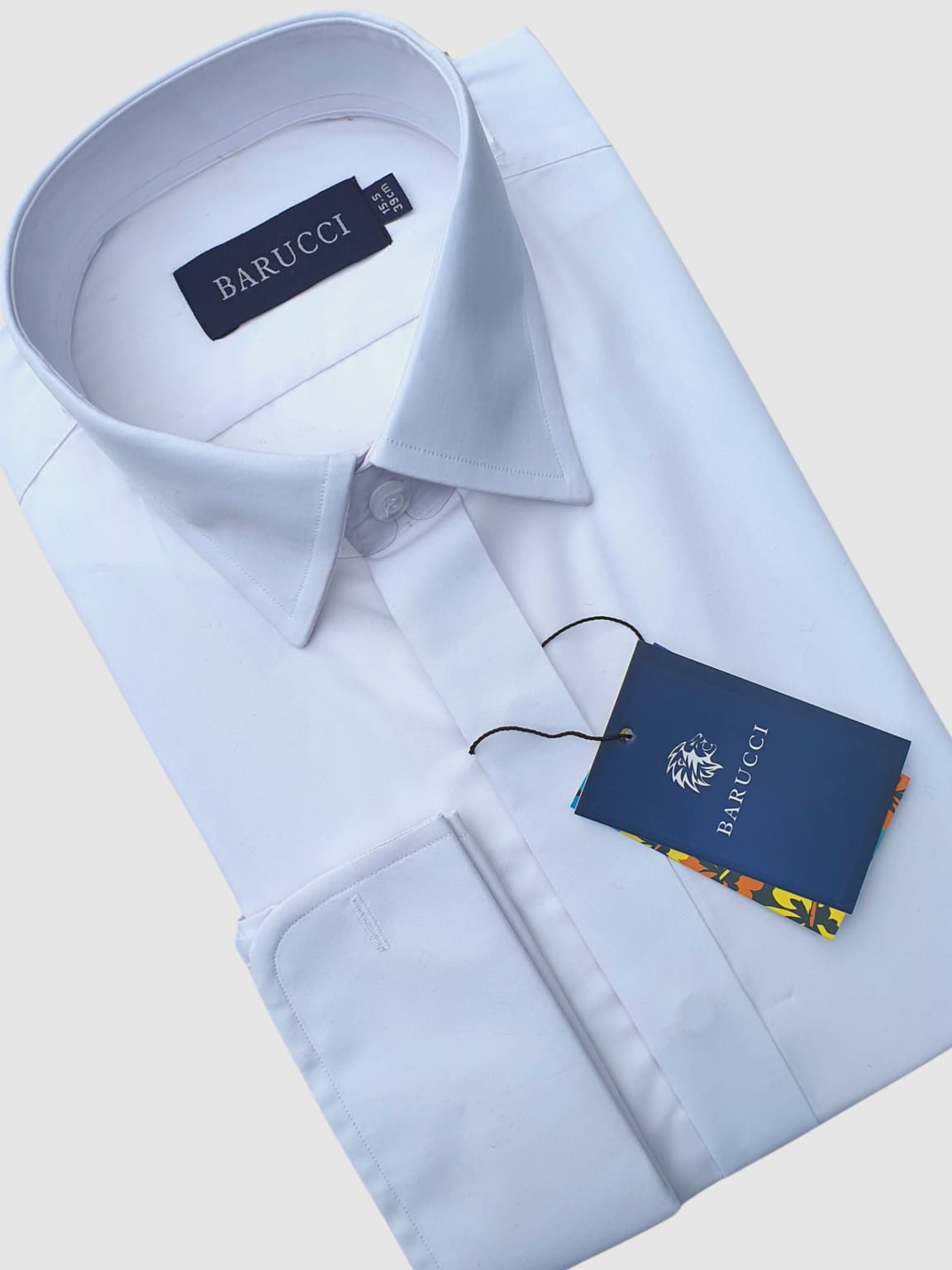 Barucci Men's White Slim Fit Double Cuff Dress Shirt for Business, Office & Wedding - Premium Formal Wear for Professional Occasions