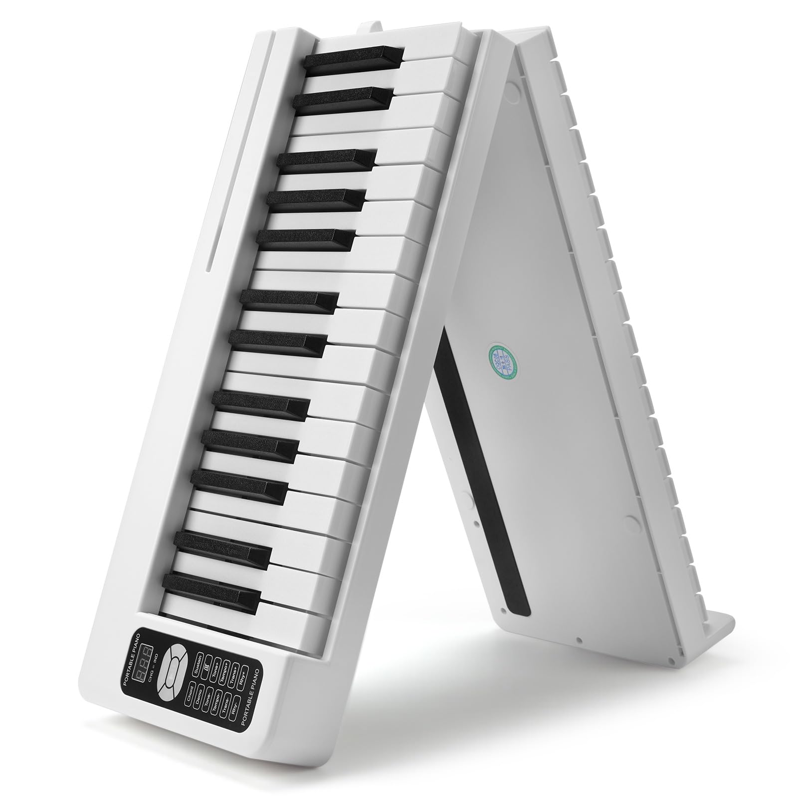 VEVOR 61-Key Portable Electronic Digital Piano with Bluetooth & MIDI, Foldable Keyboard with Touch Sensitive Keys, Sustain Pedal & Lighted Carrying Bag - Rechargeable Beginner Piano for Teens & Adults (White, BX-11) - Perfect for Home Practice, Travel & Music Learning