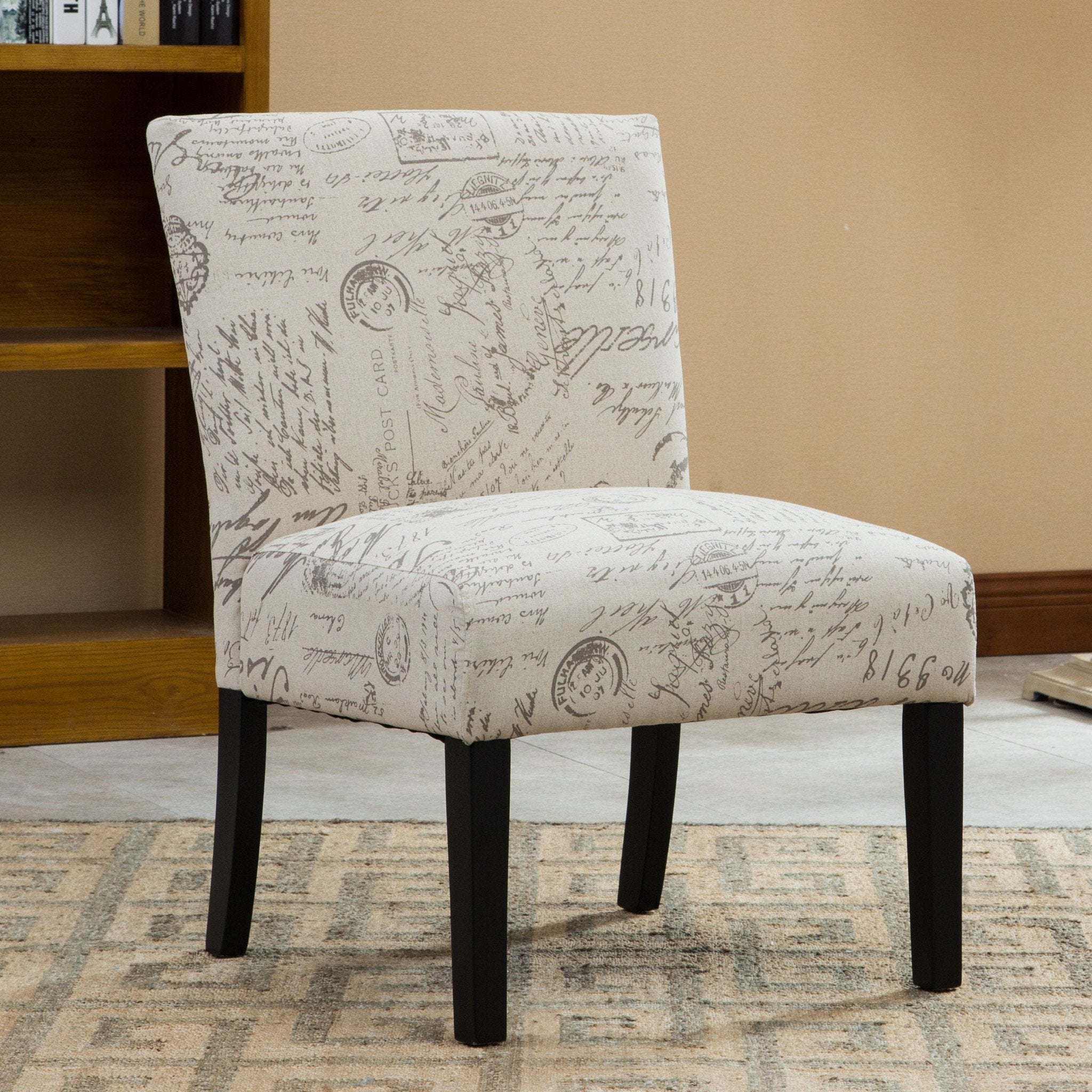 Roundhill Furniture Botticelli Fabric Armless Contemporary Accent Chair - Modern Living Room Seating for Home Office, Lounge & Reading Nook