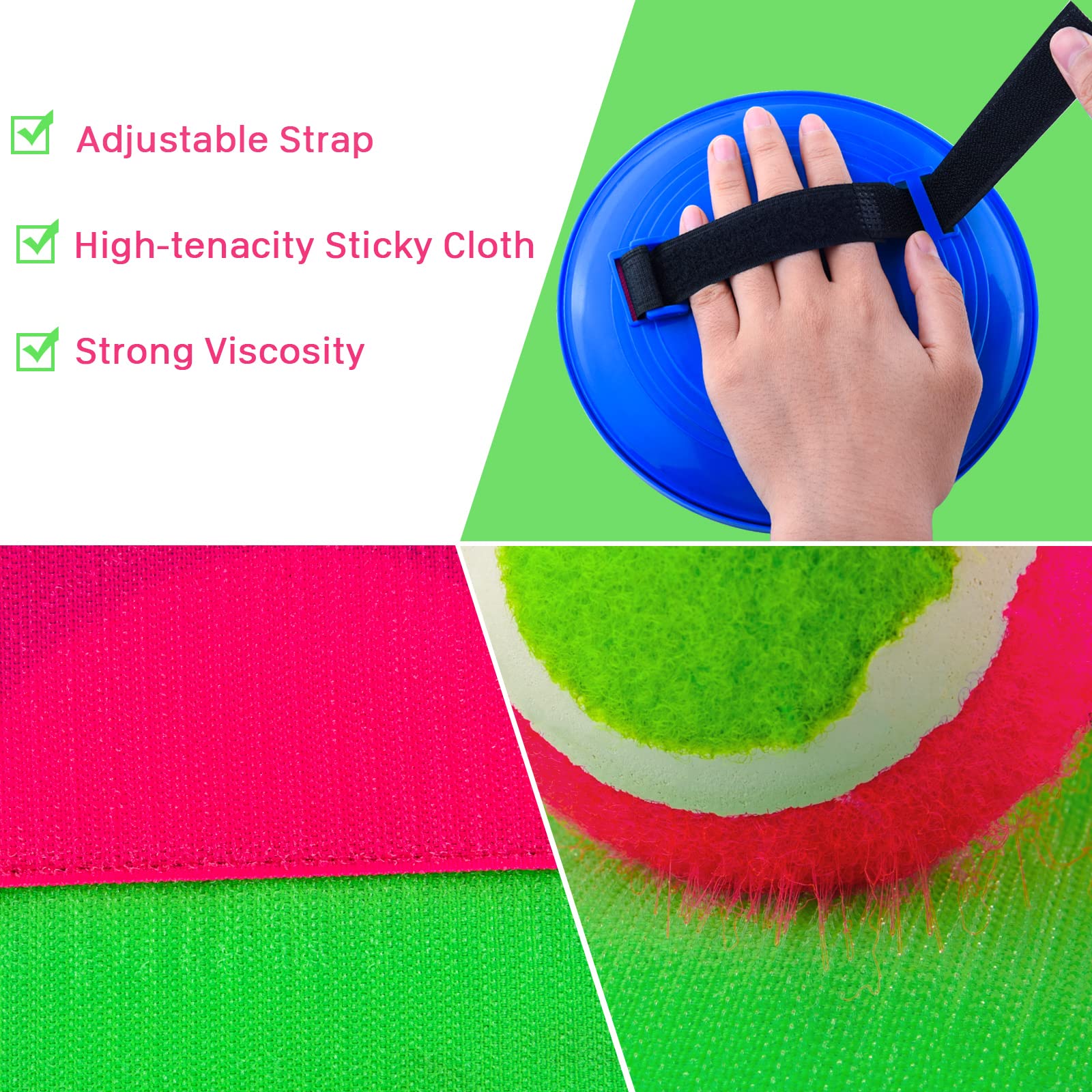 Morcheiong Toss and Catch Ball Game Set - 4/6 Paddles, 4 Balls & Storage Bag - Outdoor Beach Toys for Kids & Family - Perfect for Backyard, Park, Beach and Picnic Activities