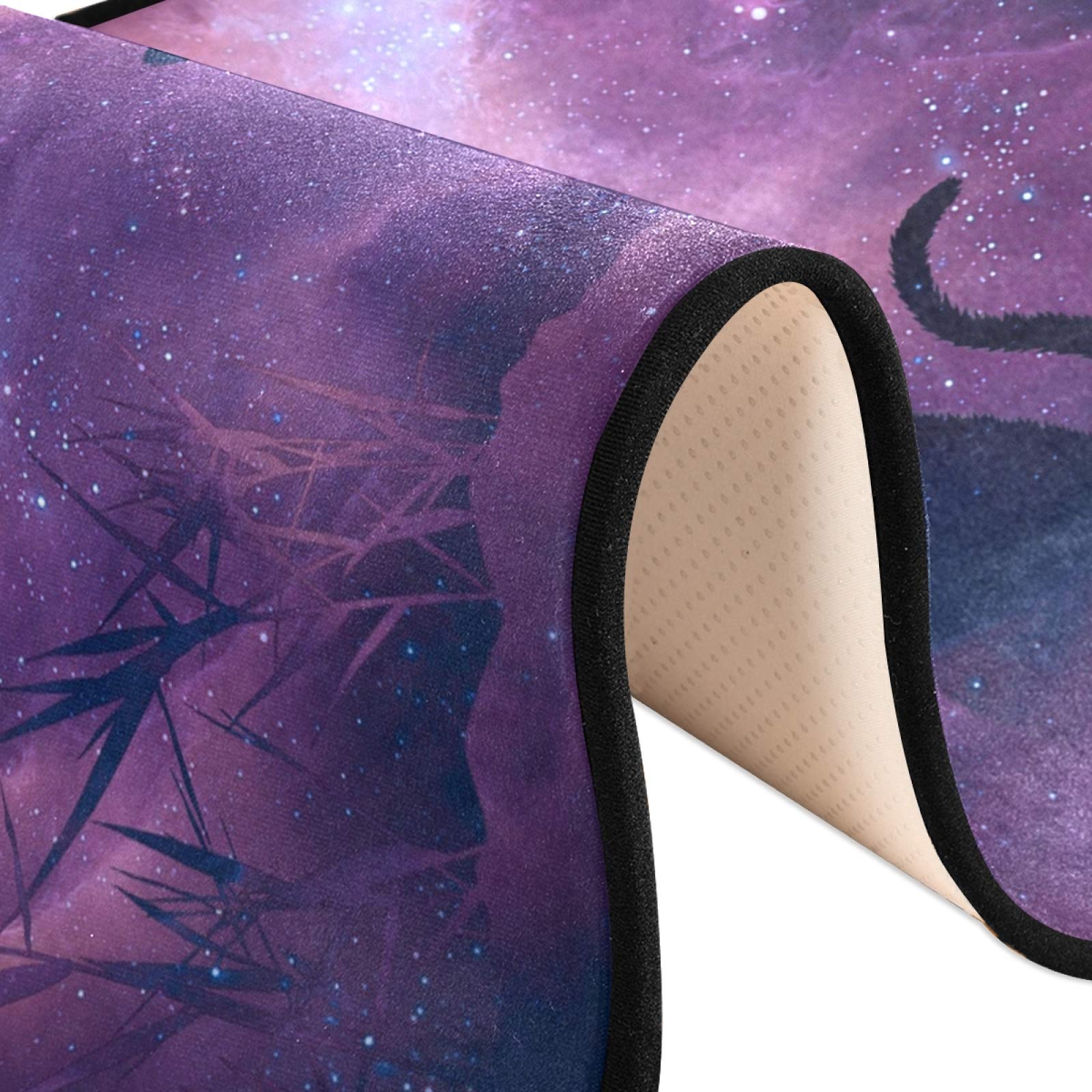 Non-Slip Cat Butterfly Starry Sky Galaxy Runner Rug 2' x 6' - Soft Kitchen Bathroom Carpet, Hallway Entry Doormat for Home Decor & Pet-Friendly Spaces