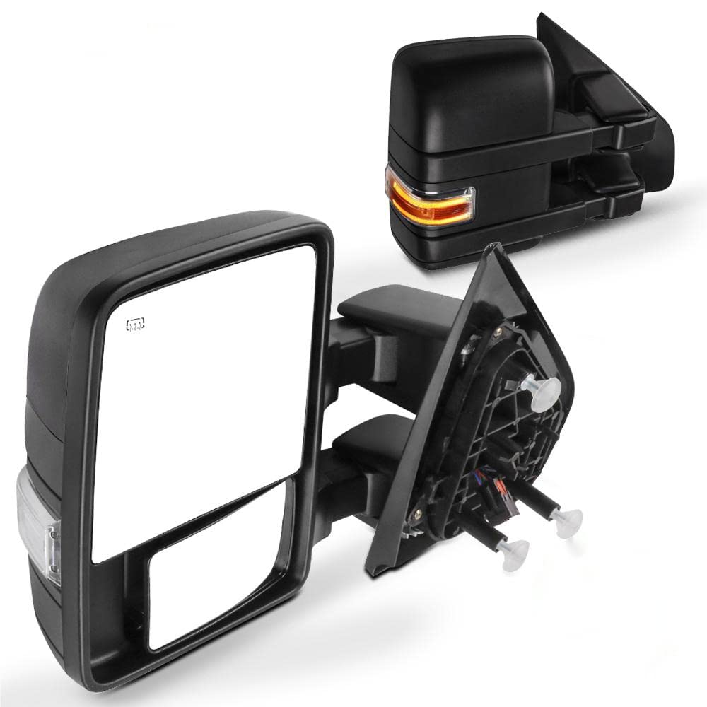 SCITOO Replacement Towing Mirrors for Ford F150 (2004-2014) - Power Control, Heated, Turn Signal & Puddle Light - Black Rear View Mirrors for Enhanced Towing Safety and Night Visibility