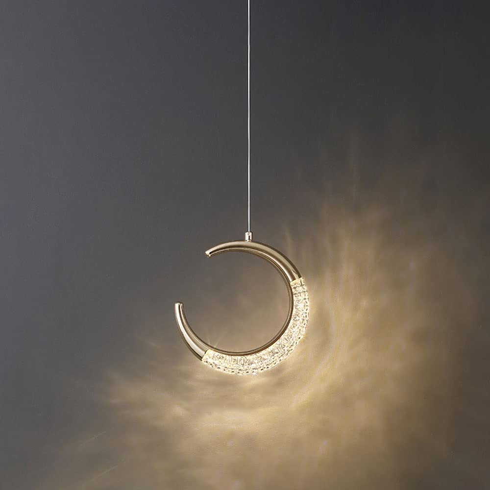Baska LED Pendant Light - Modern Moon Fairy Chandelier for Bedroom, Dining Room & Kitchen Island - Dimmable Hanging Ceiling Lamp with Minimalist Design - Perfect for Bedside Lighting, Home Decor and Interior Design