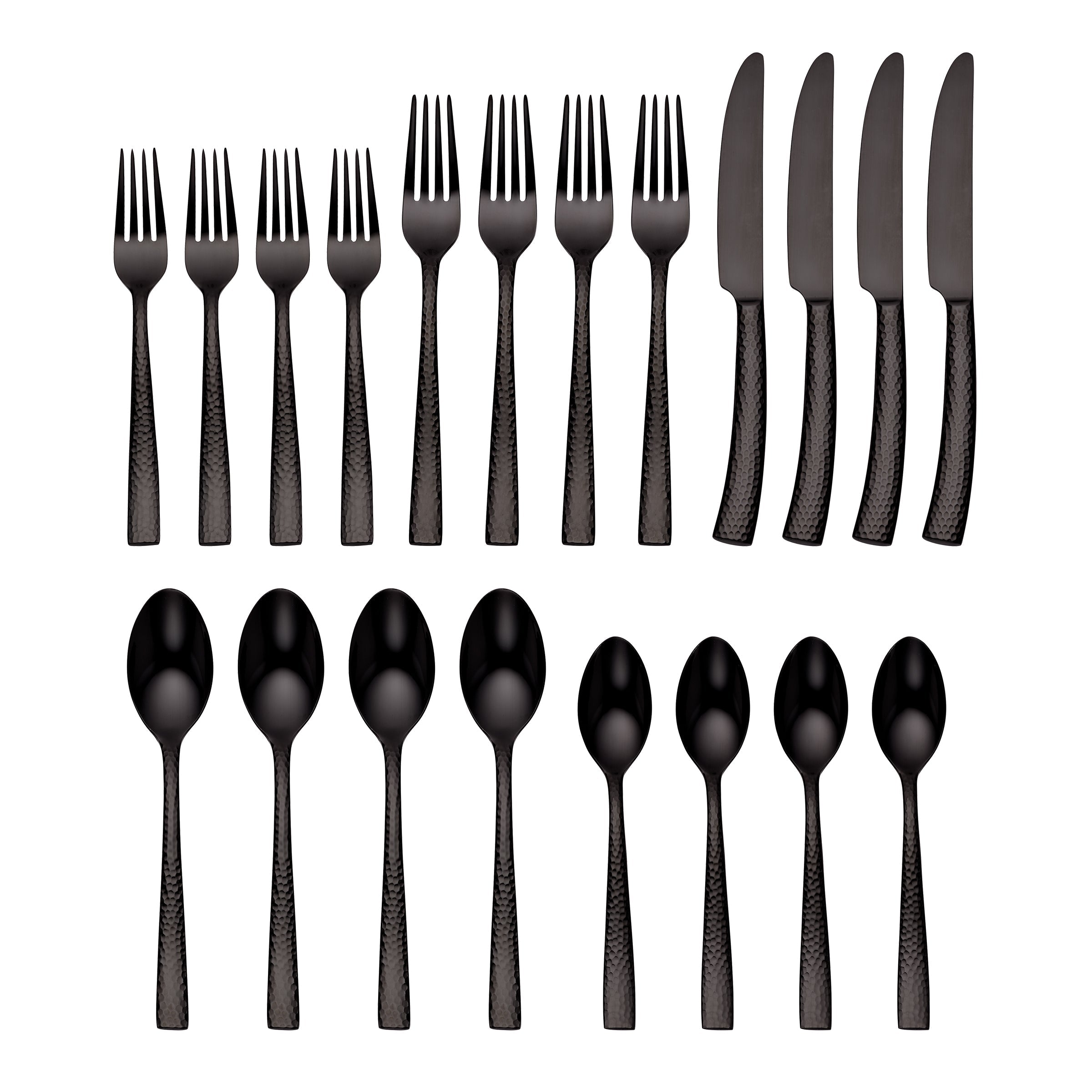 Paris Hammered Gunmetal Titanium 20-Piece Flatware Set - Elegant Dining Utensils for Wedding, Restaurant & Home Dinnerware