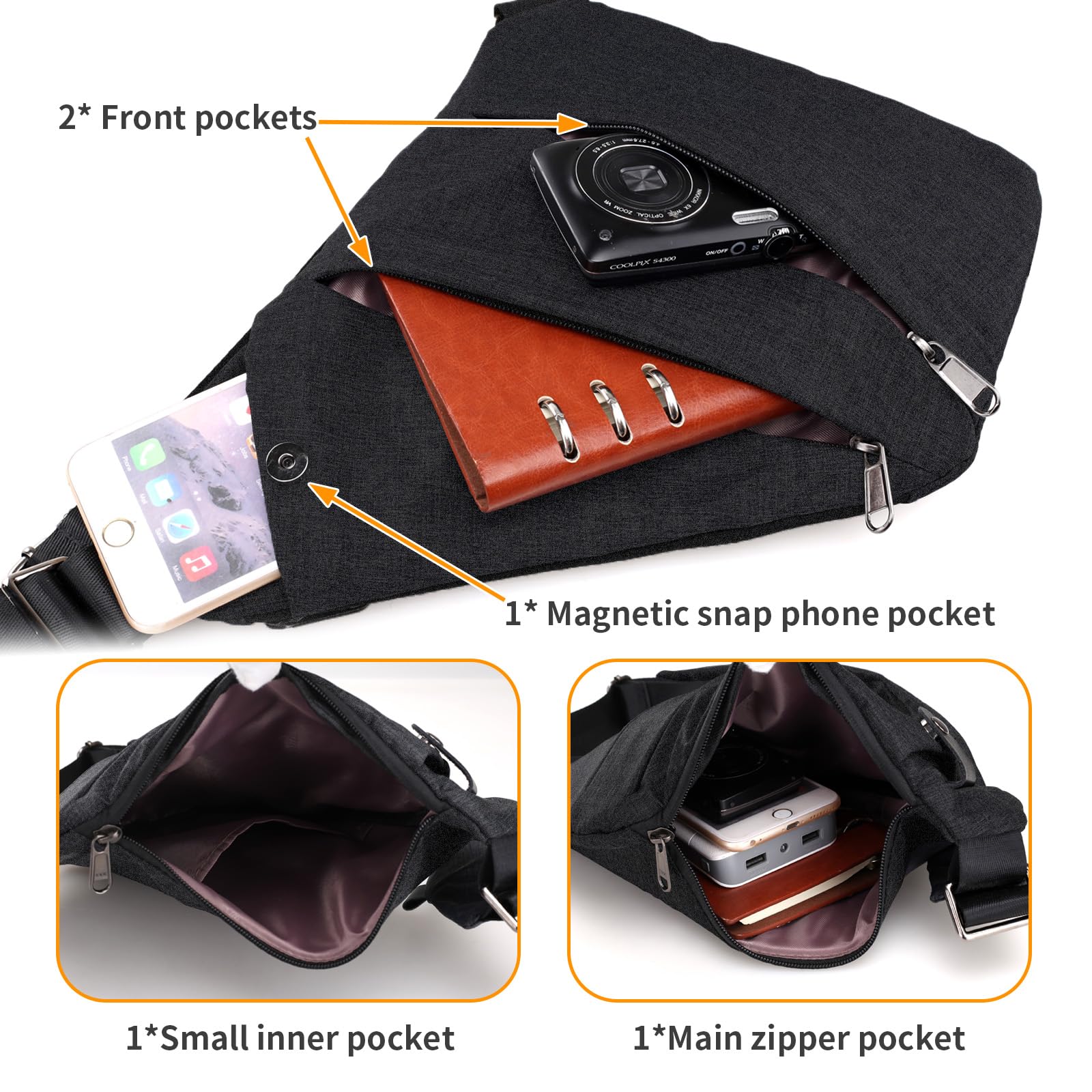Anti Theft Travel Sling Bag for Women & Men - Lightweight Crossbody Bag with Adjustable Strap - Secure Slim Shoulder Bag for Commuting, Hiking & Vacation Travel Accessories