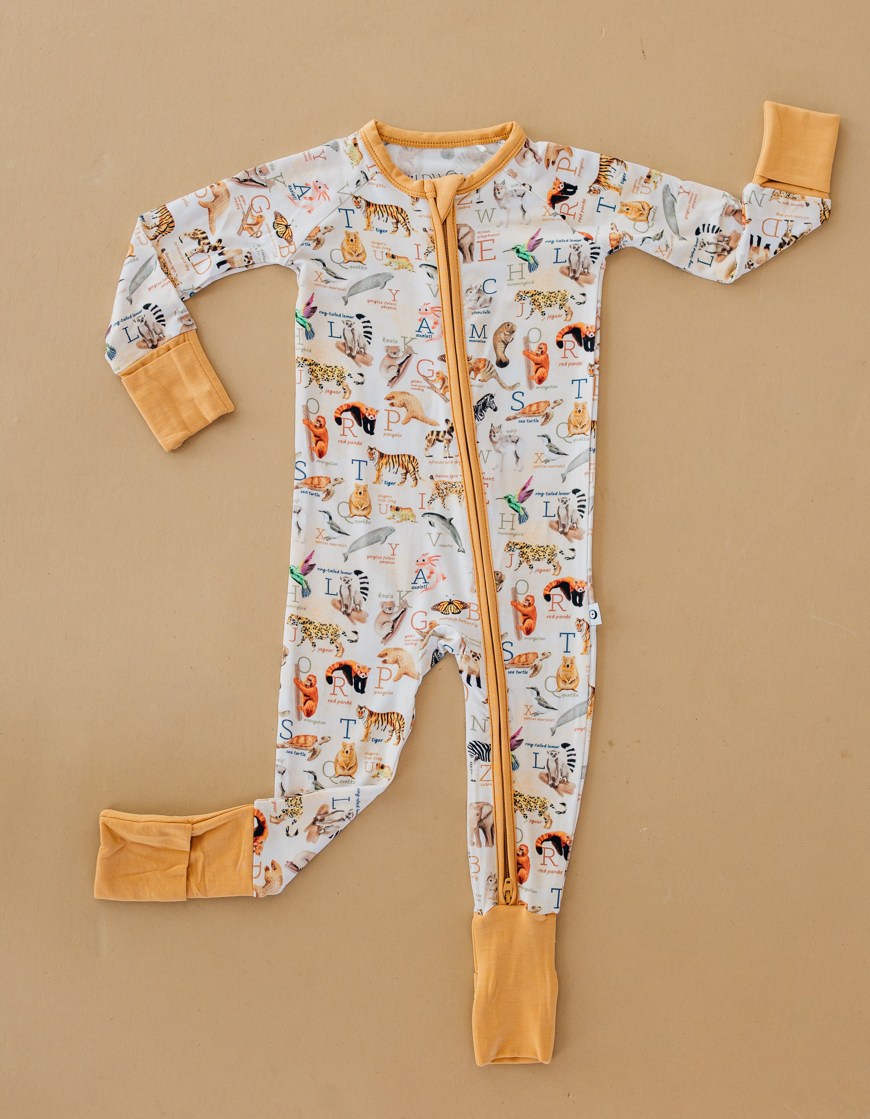 Endangered Animals Alphabet Zip Romper - Cute Baby Bodysuit with A-Z Animal Prints | Perfect for Playtime, Daycare & Photo Shoots