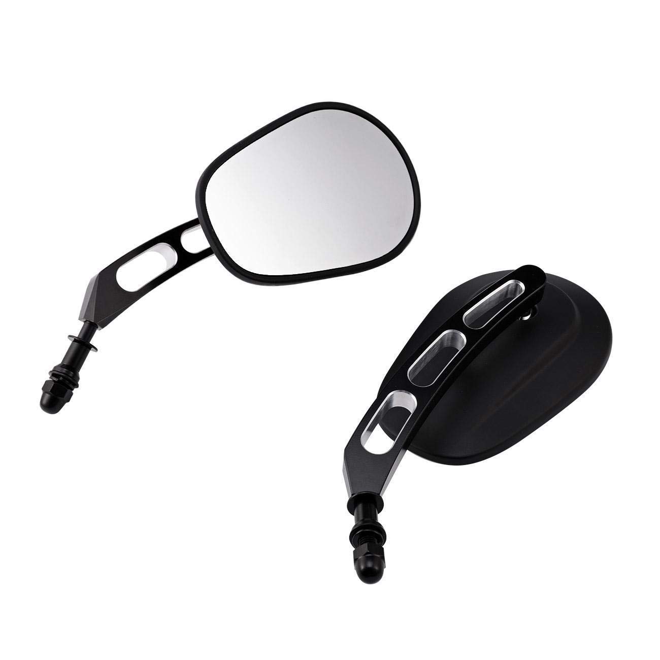 Black Edge Cut Rearview Side Mirrors for Harley Sportster Softail Touring Dyna - Durable Motorcycle Accessories for Enhanced Safety and Style on the Road