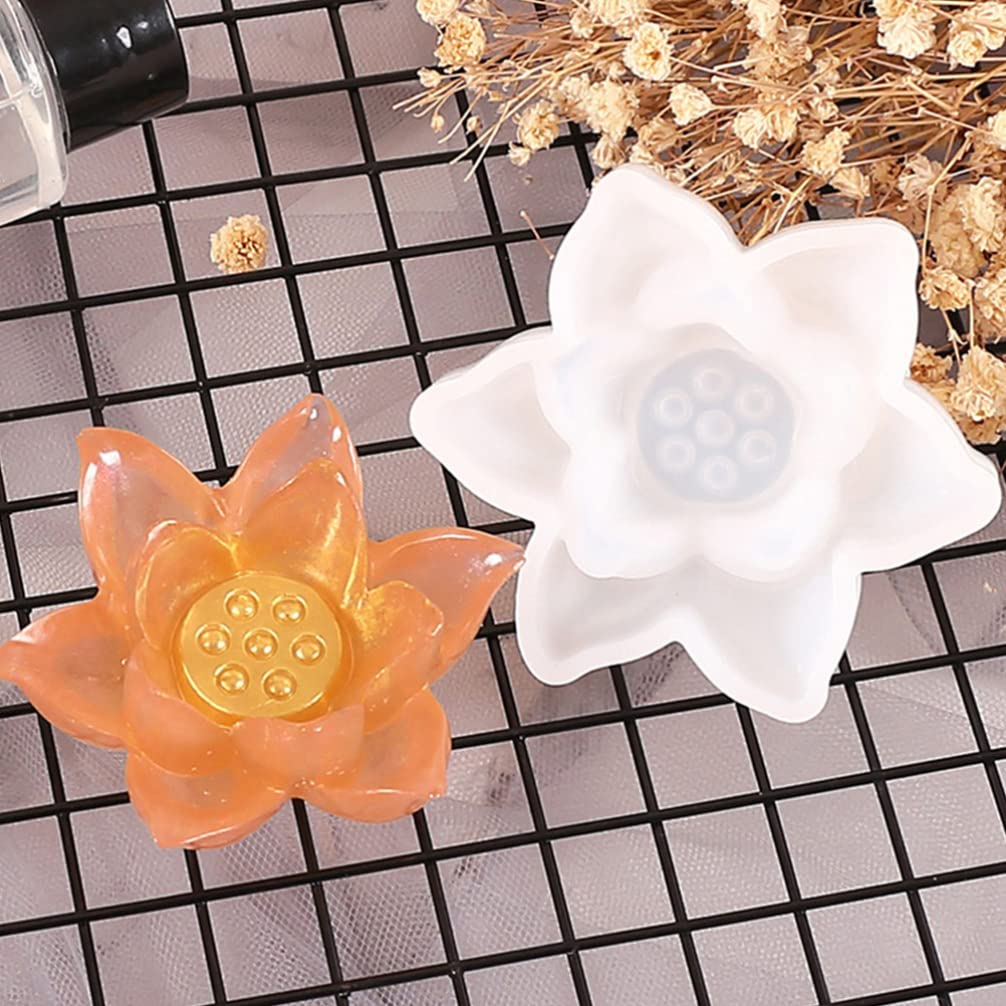 HEALLILY 3-Piece Silicone Mold Set for DIY Lotus Flower & Ornament Making - Handmade Craft Molds for Resin, Soap, Candle, and Chocolate - Perfect for Home Decor, Wedding Favors, and Gift Making