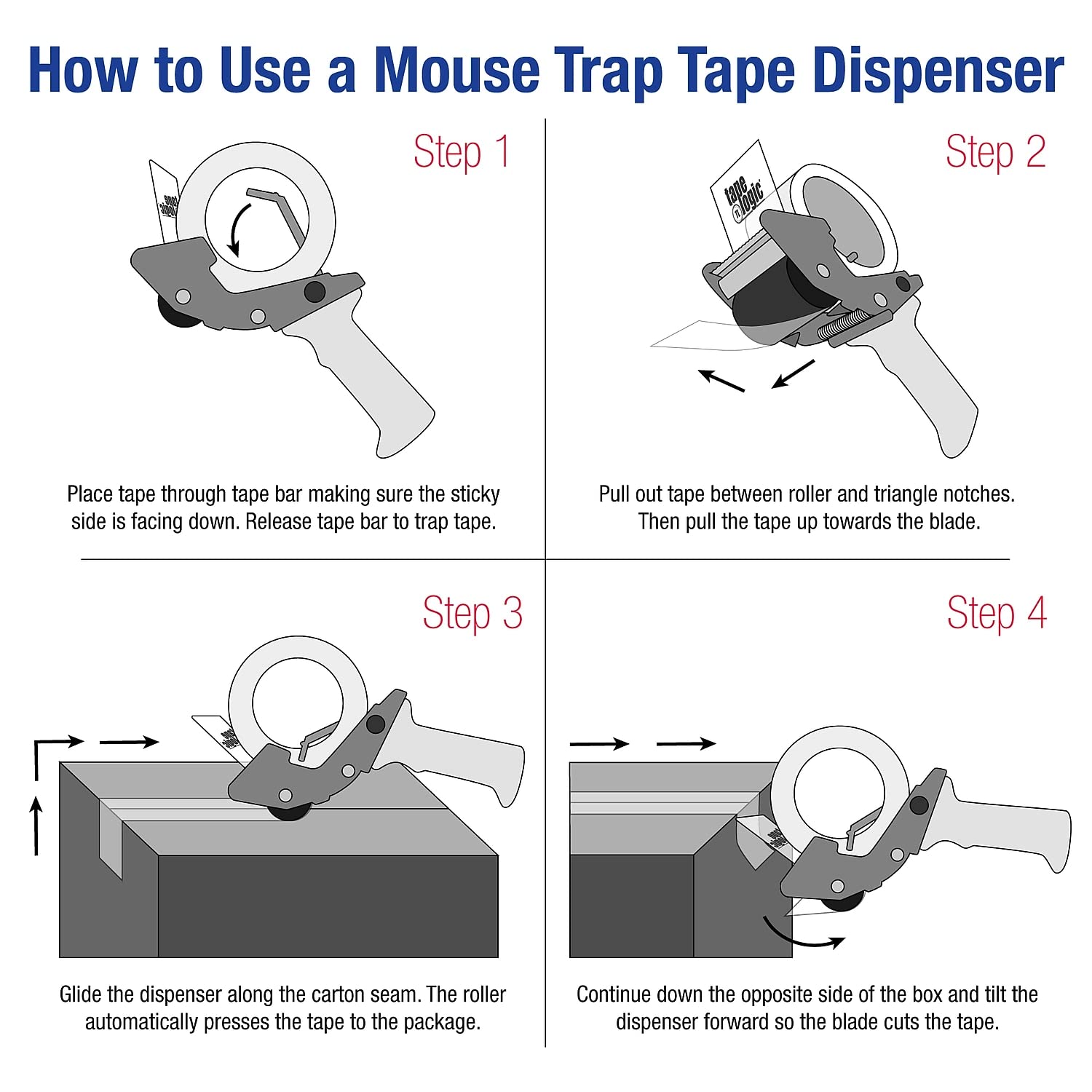 Aviditi Tape Logic 3 Inch Heavy Duty Packing Tape Dispenser Gun - Professional Shipping, Moving & Warehouse Supplies - Ideal for Cardboard Box Sealing, Packing & Logistics (1 Dispenser)