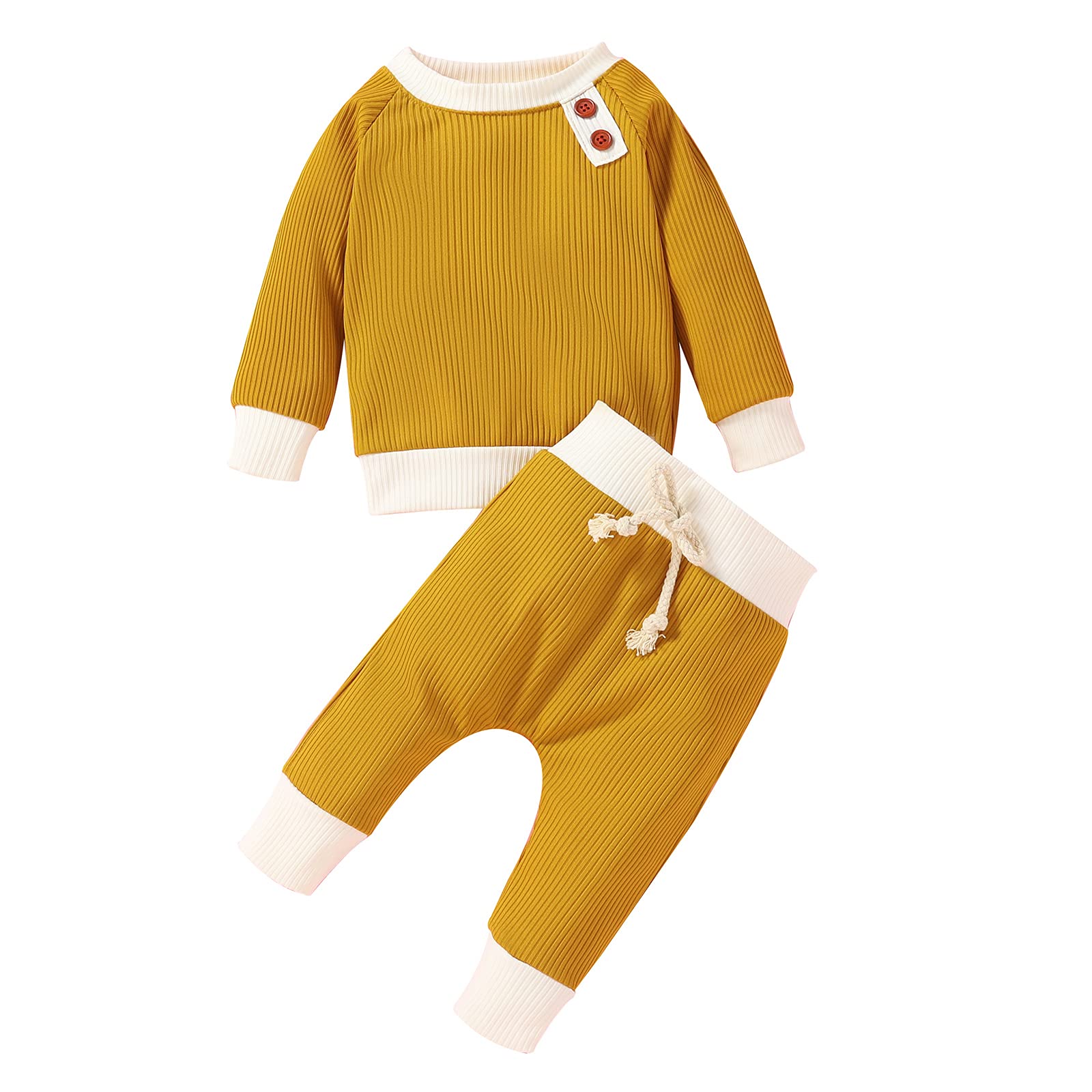 Newborn Baby Boy Girl Clothes Set - Soft Waffle Knit Long Sleeve Romper & Pants Outfit for Fall Winter | Cozy Infant Wear for Daily Use, Photo Shoots & Special Occasions