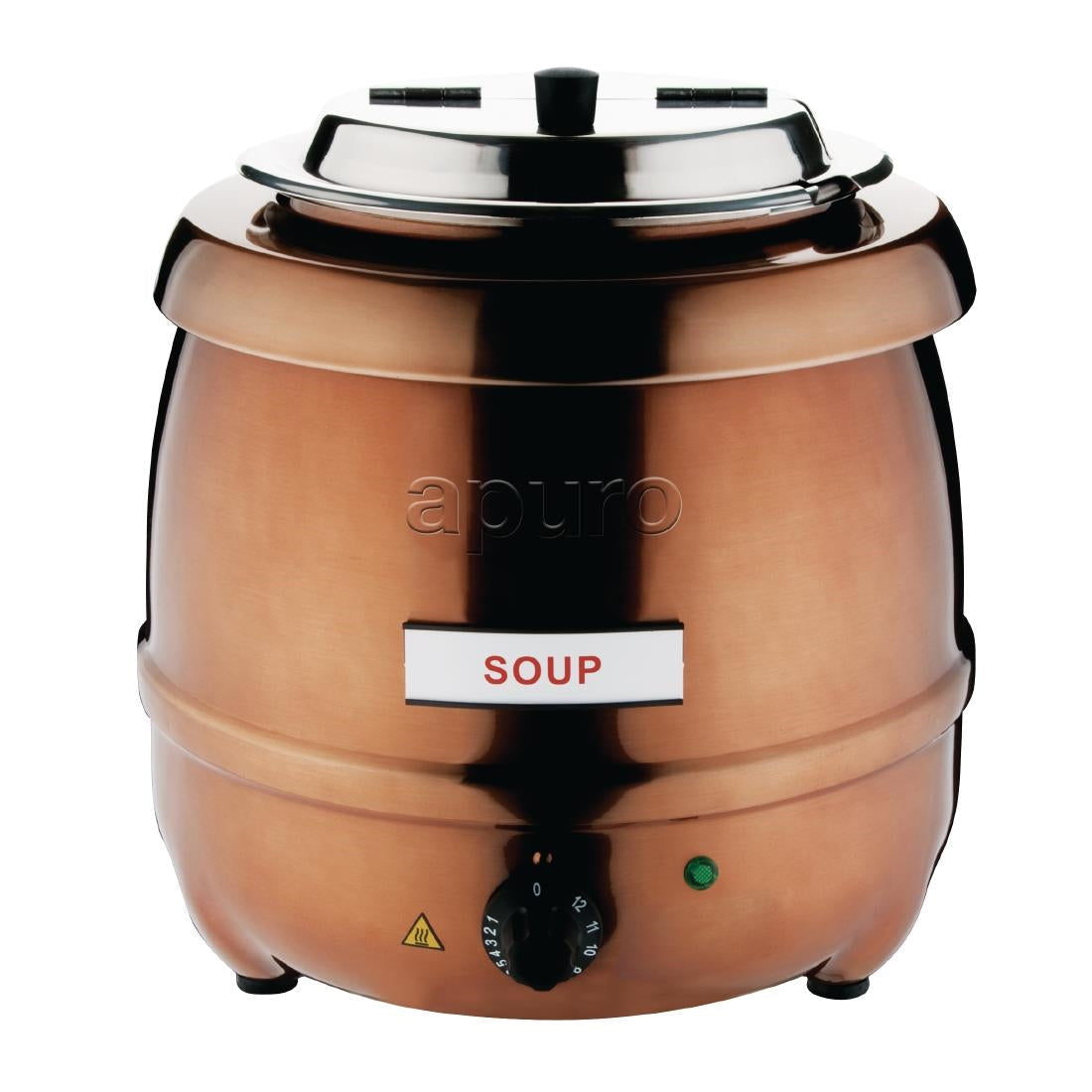 Apuro 10L Copper Soup Kettle - Large 2.6 Gallon Stainless Steel Stock Pot with Ergonomic Handle for Home & Commercial Kitchens - Perfect for Soups, Stews, and Boiling Pasta