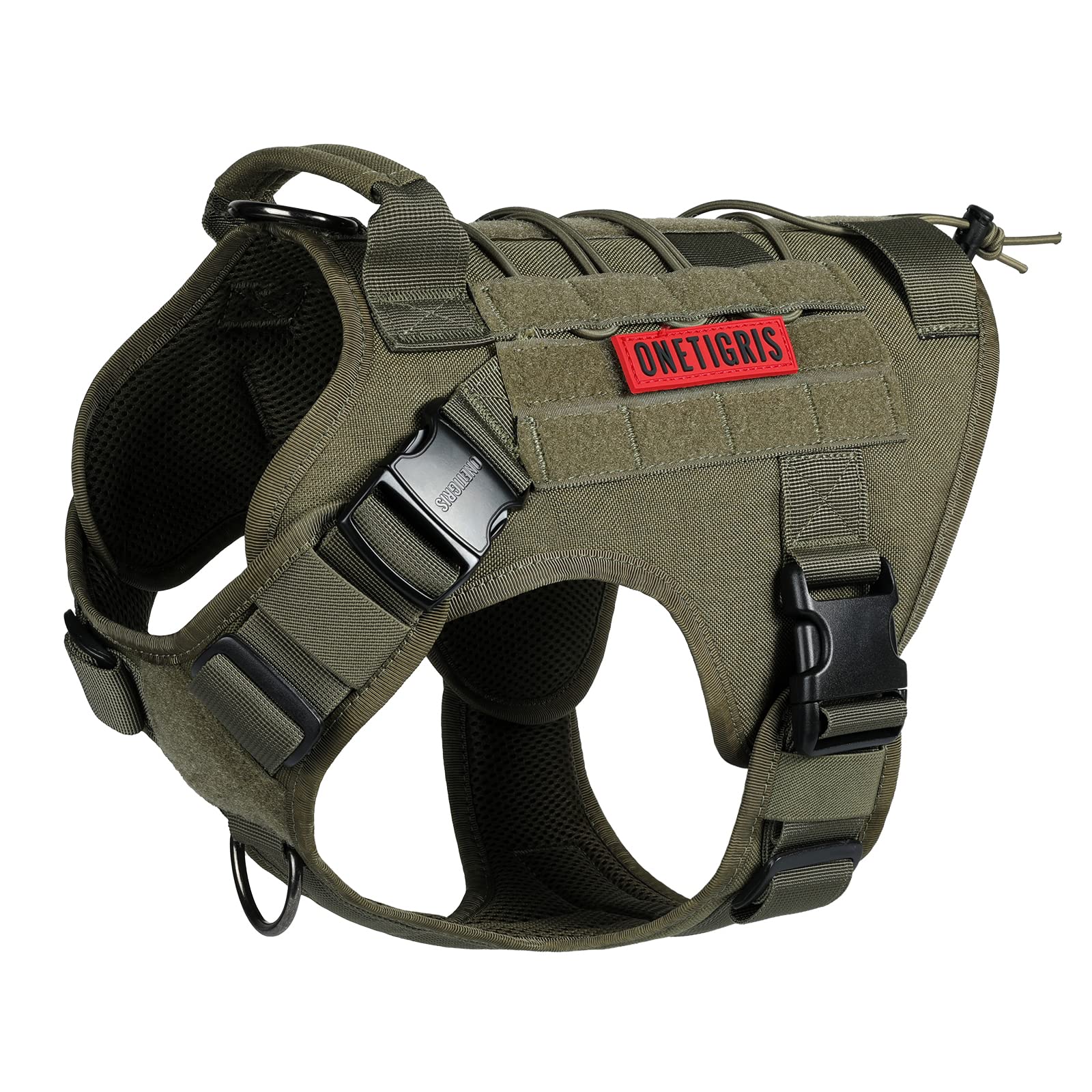 OneTigris Tactical Dog Harness Vest with Handle - Military Grade No-Pull Service Vest for Large & Medium Dogs | Adjustable FIRE Watcher 2.0 Harness for Walking, Hiking & Training (Size S, Green) | Perfect for Outdoor Adventures & Working Dogs