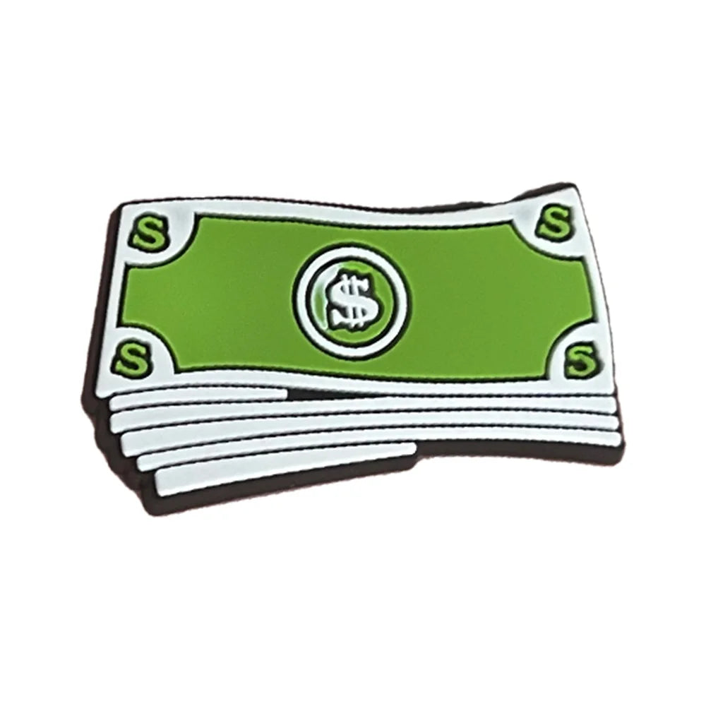 1PCS Funny Dollar Money Shoe Charms - PVC Cartoon DIY Sandal Accessories for Clogs - Unisex Decoration for Boys & Adults - Perfect for Xmas Parties, Gifts & Everyday Fashion