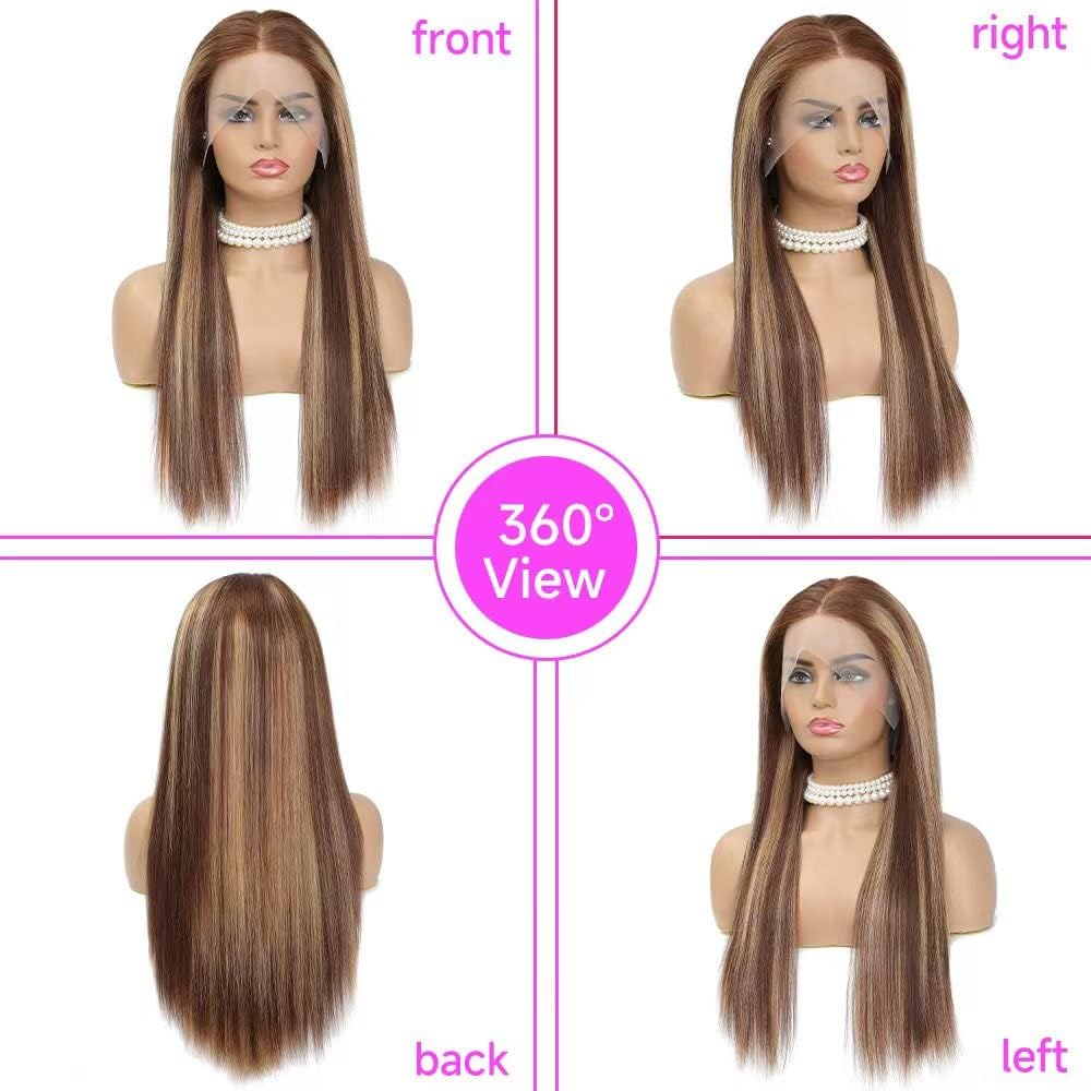Dark Brown Chocolate Straight Wave Human Hair Wig - 200% Density, Pre Plucked, Pre Cut Lace Closure, Glueless with Elastic Band (P4/30) - Perfect for Daily Wear, Cosplay, and Special Occasions