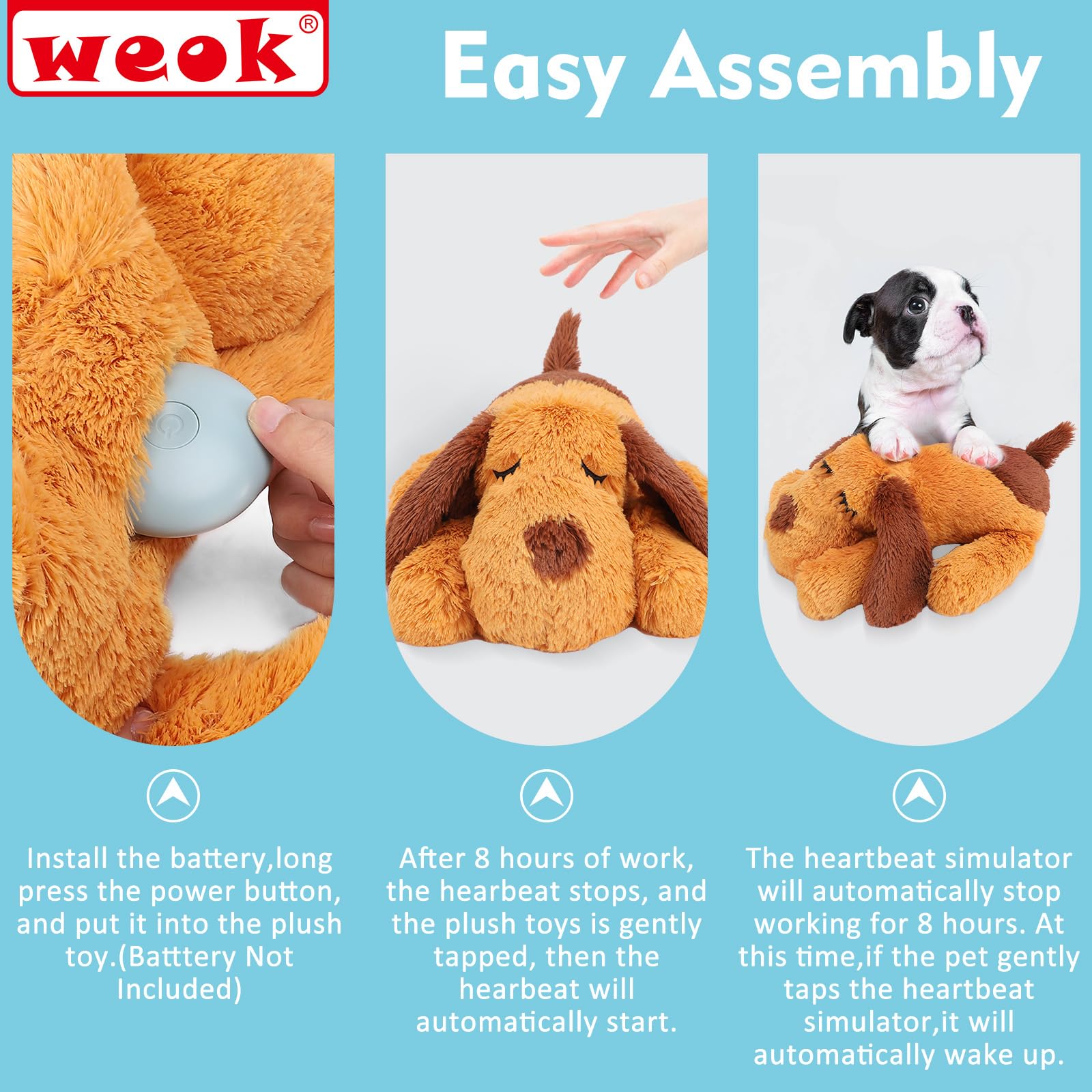 Heartbeat Puppy Toy - Soothing Stuffed Animal with Realistic Heartbeat for Anxious Dogs, Calming Aid for Puppy Separation Anxiety, Comfort Cuddler Pillow - Perfect for New Puppies, Travel & Bedtime Stress Relief