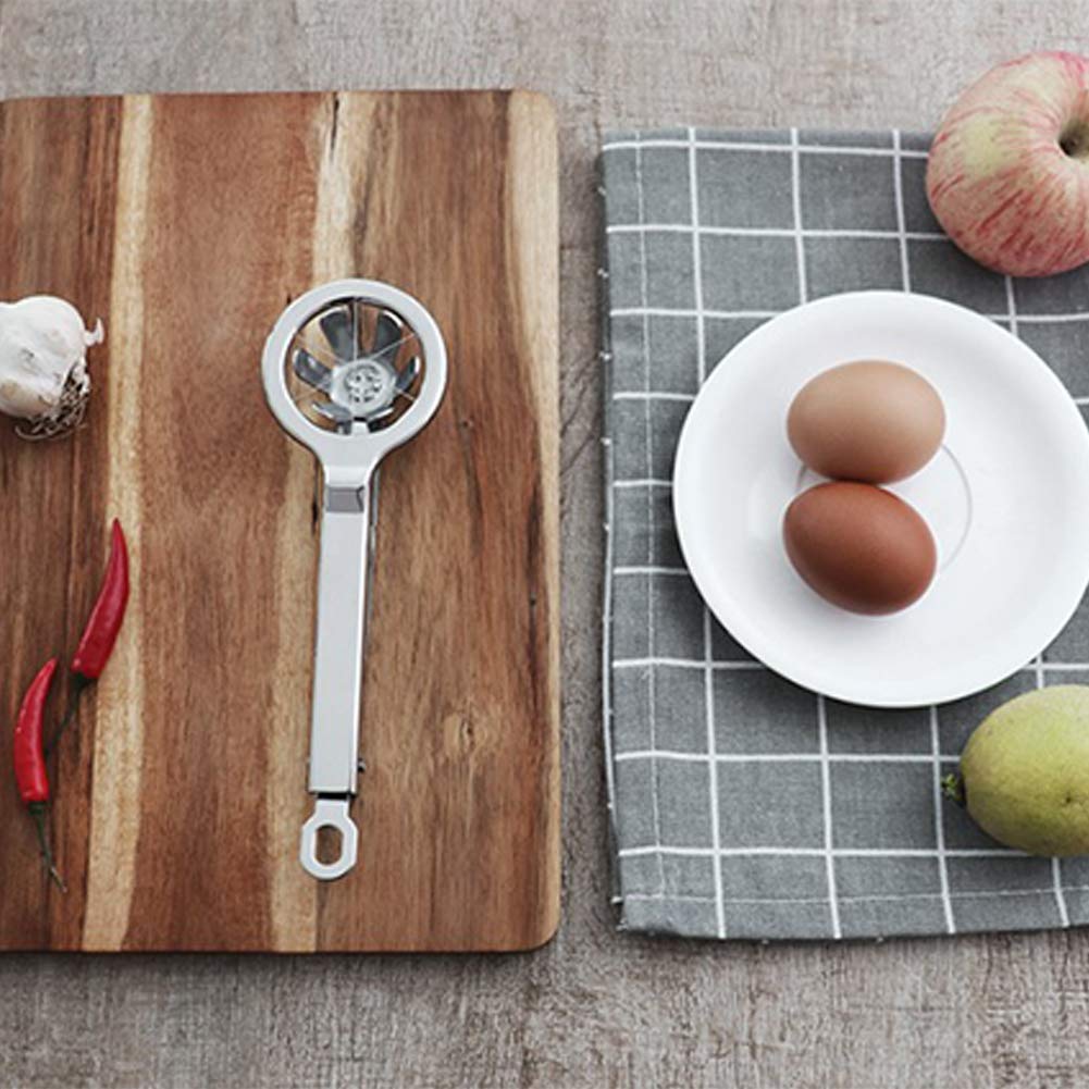 Premium Stainless Steel Egg Slicer & Wedger - 6 Equal Segments for Hard Boiled Eggs with Long Handle | Durable Kitchen Tool for Salad Prep, Meal Prep & Healthy Snacks | Easy to Clean & Portable Egg Cutter