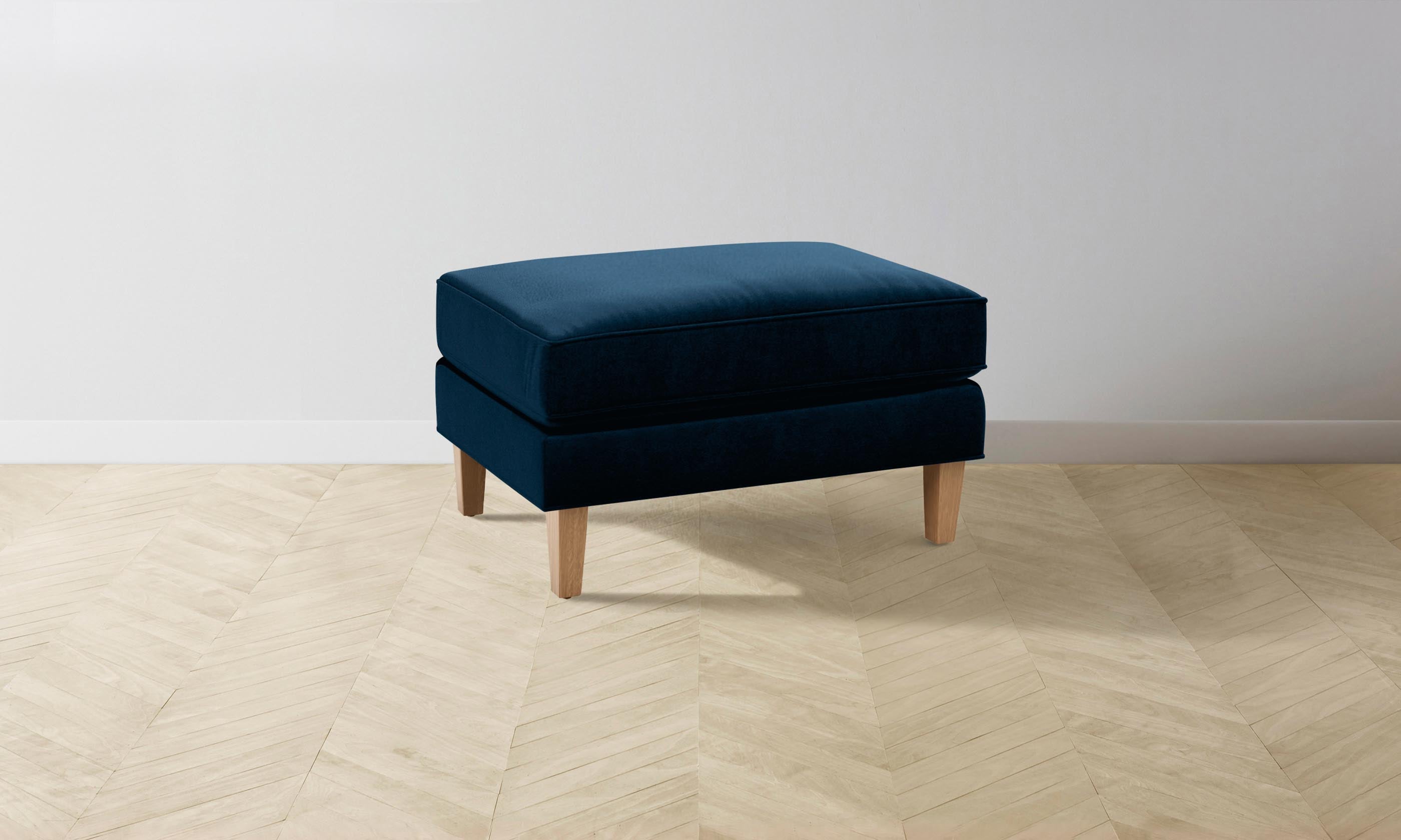 Premium Crosby Ottoman with Luxurious Mohair Upholstery - Admiral Blue - Stylish Footrest & Accent Chair for Living Room, Bedroom, or Office