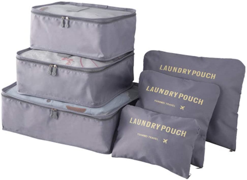 Premium Travel Packing Cubes Set - 4-Piece Lightweight Luggage Organizer Bags with Compression for Suitcases | Space-Saving Travel Accessories for Business Trips & Vacations | Water-Resistant Grey Packing Cubes for Men & Women