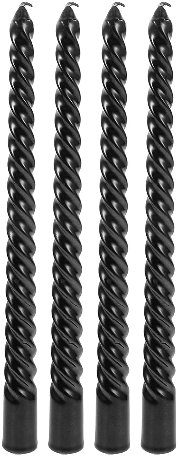 4-Pack Black Metallic Twist Taper Candles - 10 Inch Dripless Unscented Dinner Candles for Birthday, Wedding & Home Decor - Elegant Long Wax Candles for Table Centerpieces, Romantic Dinners & Special Occasions