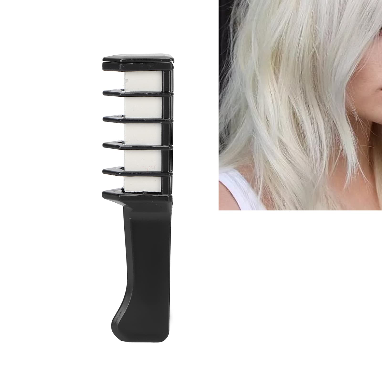 Temporary Hair Chalk Comb - Portable & Safe Disposable Hair Color Dye for Cosplay, Halloween & Parties (White) | Quick & Easy Hair Styling for Costumes, Festivals & Special Events