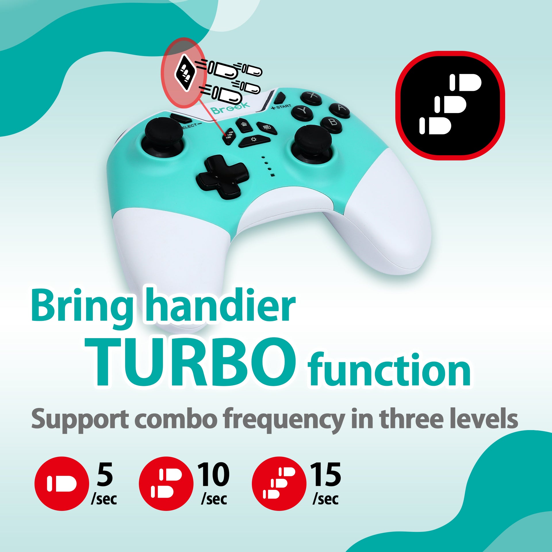 Brook Vivid Wireless Gaming Controller for PS4/PS5/PC - Blue | Ergonomic Design with Dual Vibration | Perfect for FPS, Racing & Sports Games