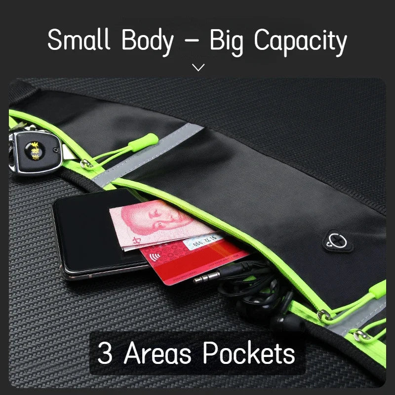 Lightweight Running Waist Pack - Sports Jogging Belt with Phone Pocket & Zipper Pouch for Men Women - Perfect for Gym, Hiking, Travel & Outdoor Activities