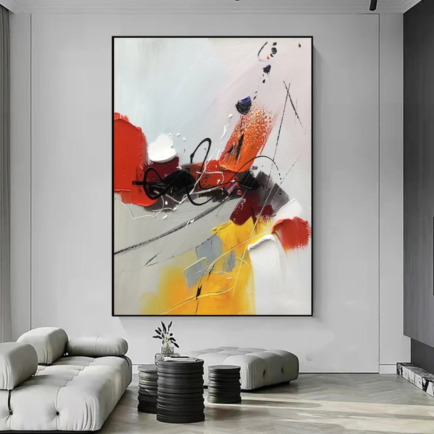 Abstract Texture Painting #AB 326 - Modern Wall Art Decor for Living Room, Bedroom & Office - Handmade Canvas Artwork