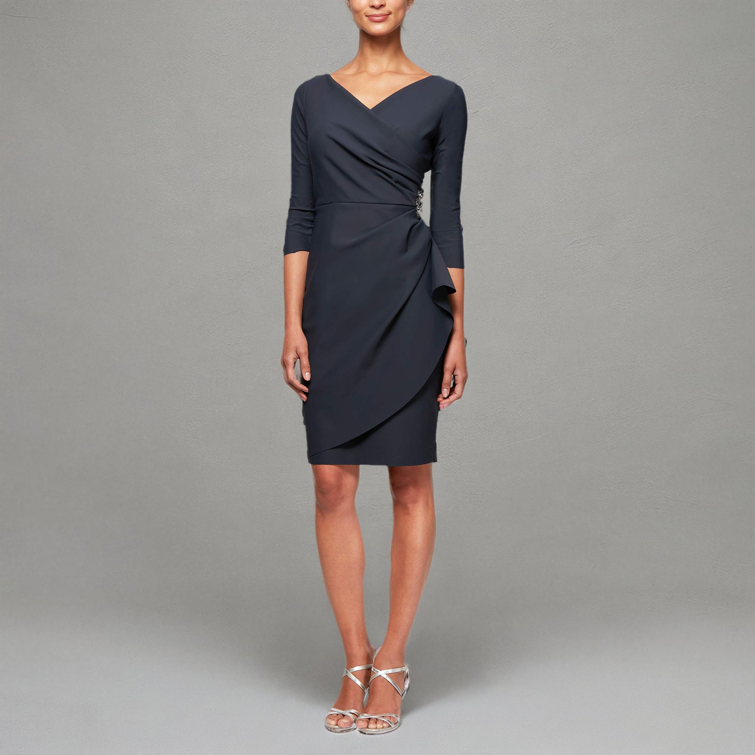 Alex Evenings Women's Slim Fit Short Sheath Cocktail Dress with 3/4 Sleeves - Perfect for Wedding Guest, Party & Formal Events (Petite & Regular Sizes) | Elegant Evening Wear for Special Occasions