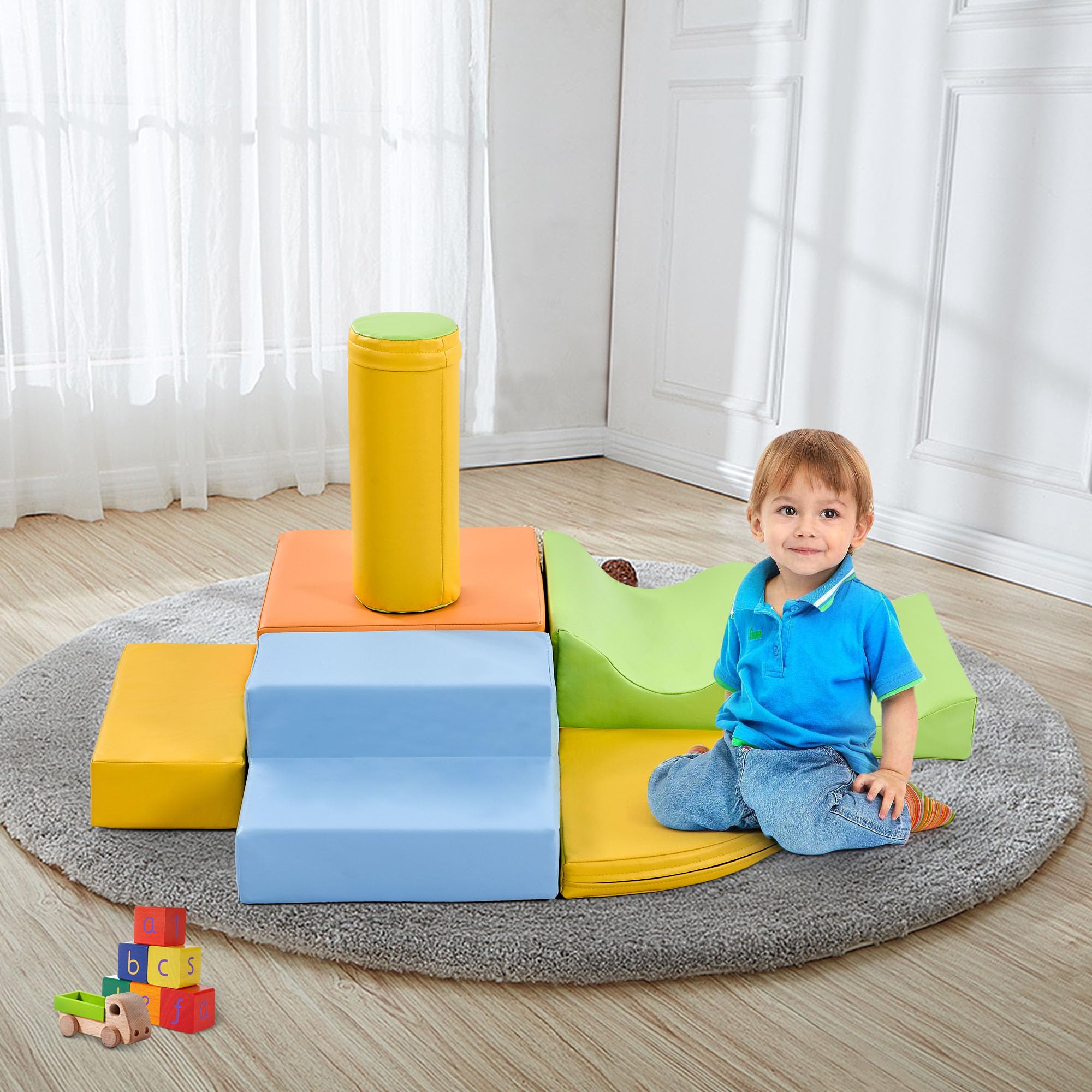 PULLAFUN Soft Climbing Indoor Play Set for Kids - Safe Crawl & Climb Playground Equipment - Toddler Active Play Structure for Home, Daycare & Indoor Play Areas