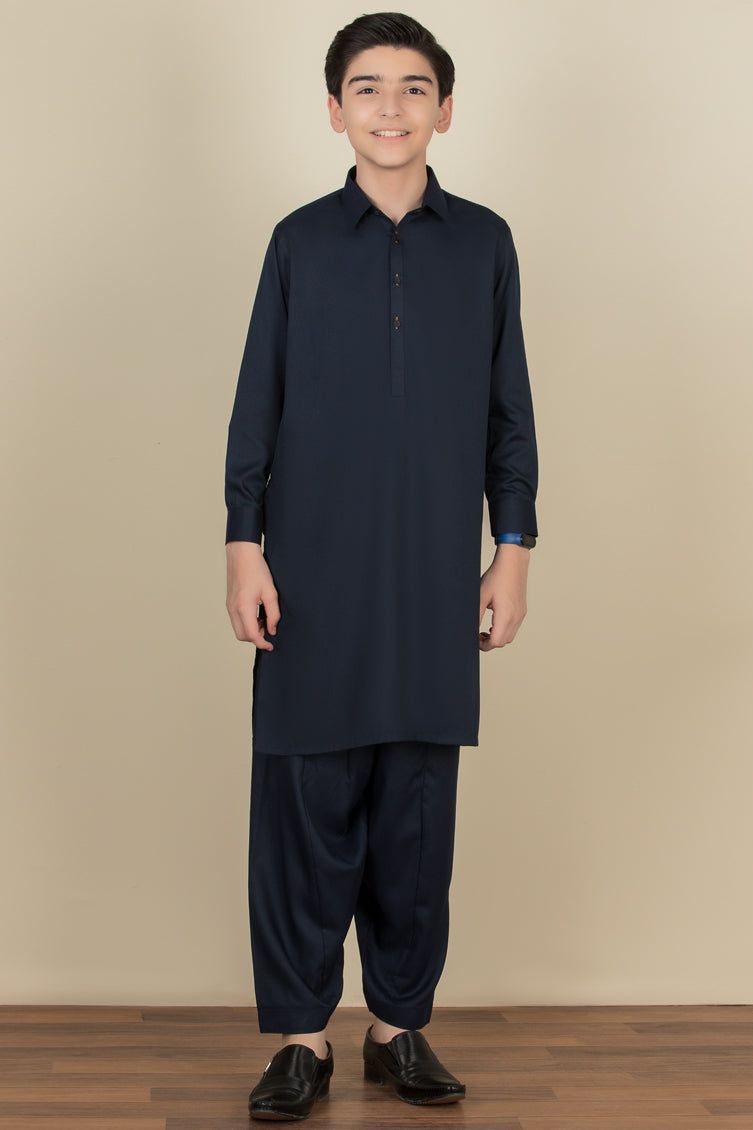Stylish Blended Navy Blue Shalwar Kameez by J. Junaid Jamshed - Perfect for Weddings, Festivals & Special Occasions
