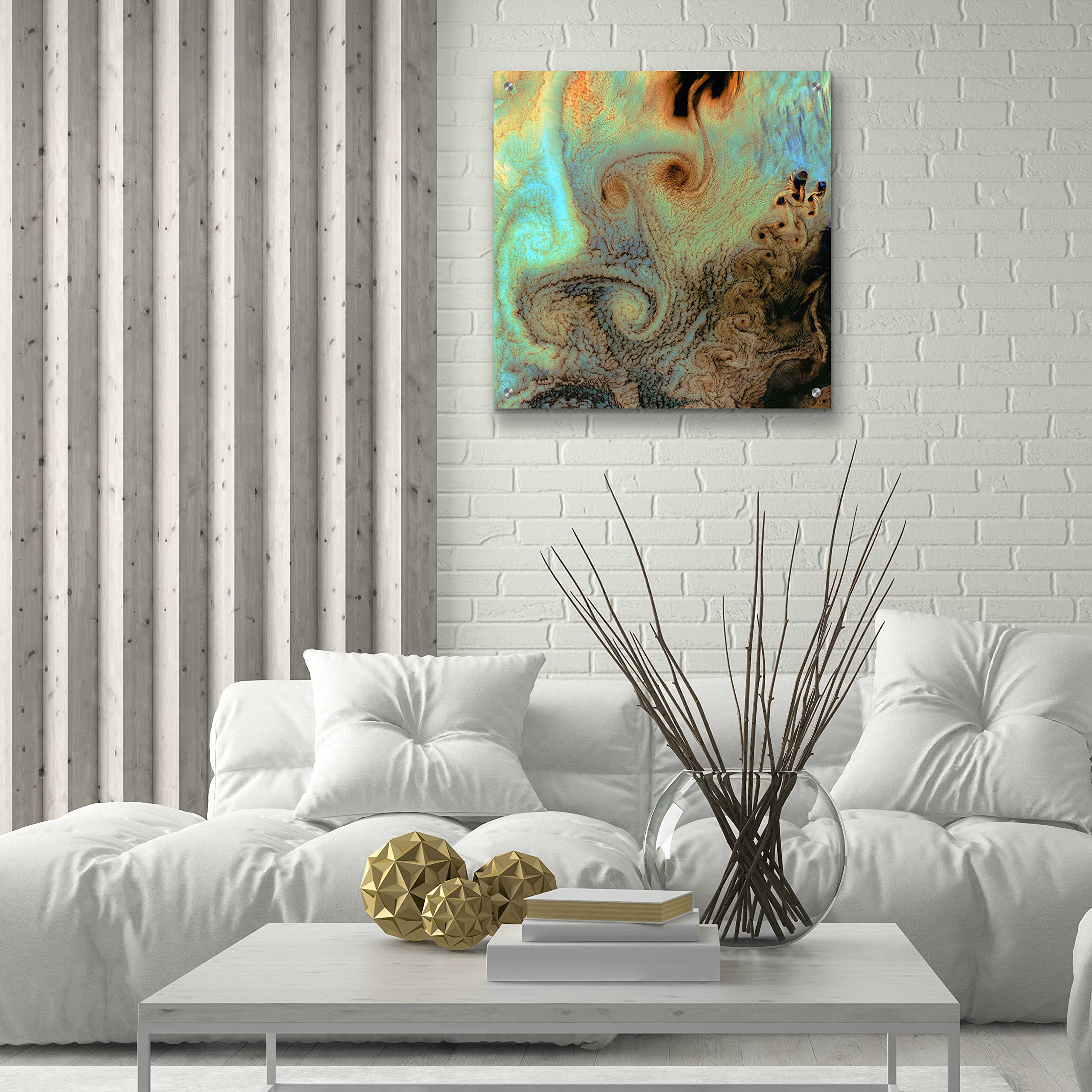 Earth as Art: Von Karman Vortices Acrylic Glass Wall Decor - 24x24 Inch Modern Abstract Art Print for Living Room, Office & Bedroom
