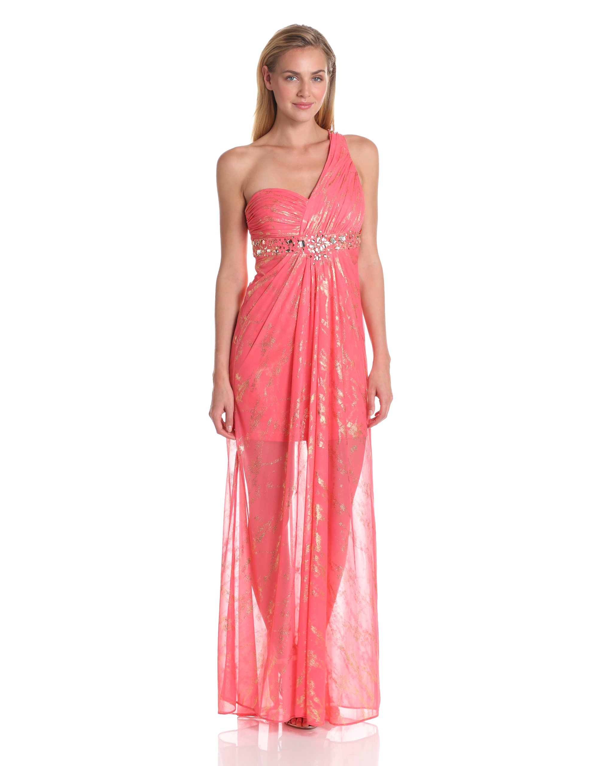 Adrianna Papell Hailey Women's One Shoulder Overlay Dress - Elegant Evening Gown for Prom, Cocktail Party & Special Occasions