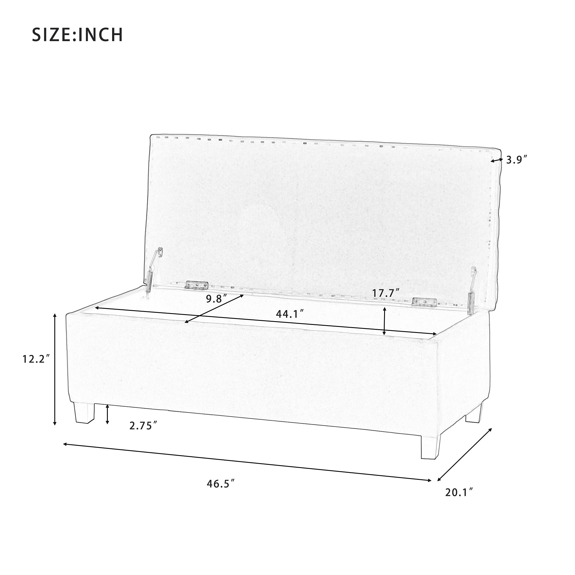 Tufted Storage Ottoman Bench with Upholstered Seat - Large Beige Polyester Footstool for Bedroom, Living Room & End of Bed | Perfect for Shoe Storage, Extra Seating & Home Decor