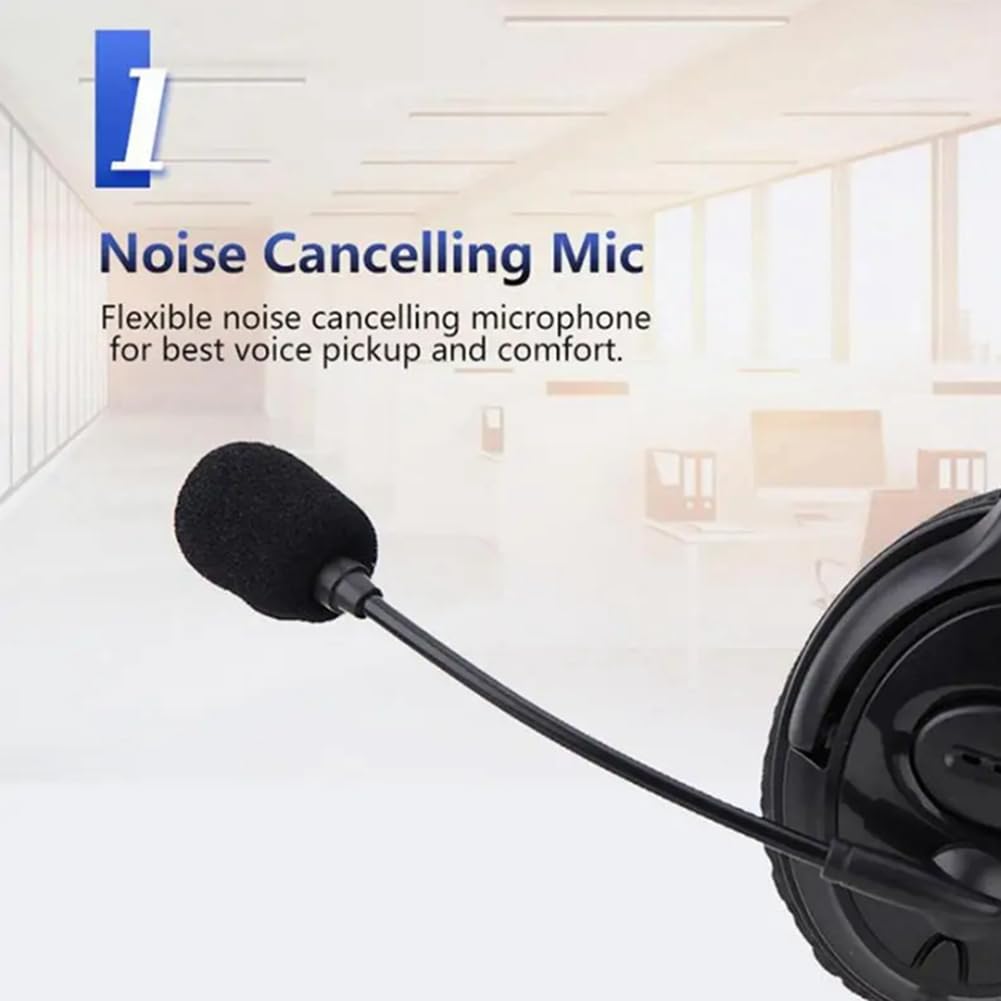 Fegtrtyoa USB Wired Headset with Noise-Canceling Mic - Computer Headphones for Zoom, Skype, Office & Call Center (1 Set) - Perfect for Remote Work, Online Teaching & Customer Service
