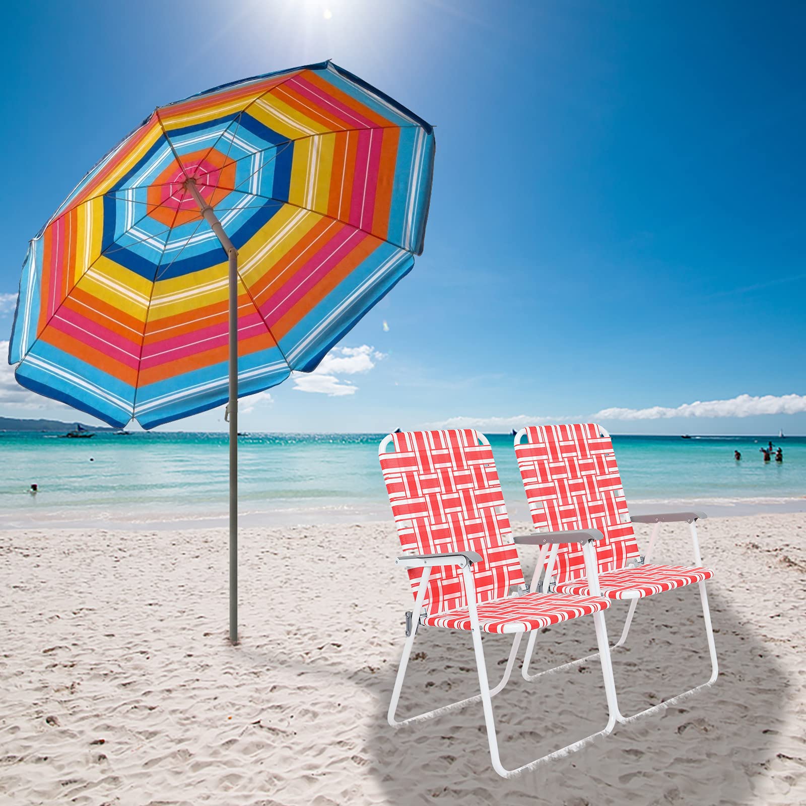 2 Pack Portable Folding Web Chairs - Lightweight Outdoor Beach Chairs for Patio, Garden, Yard & Travel | Perfect for Camping, Picnics, Beach Trips & Backyard Relaxation