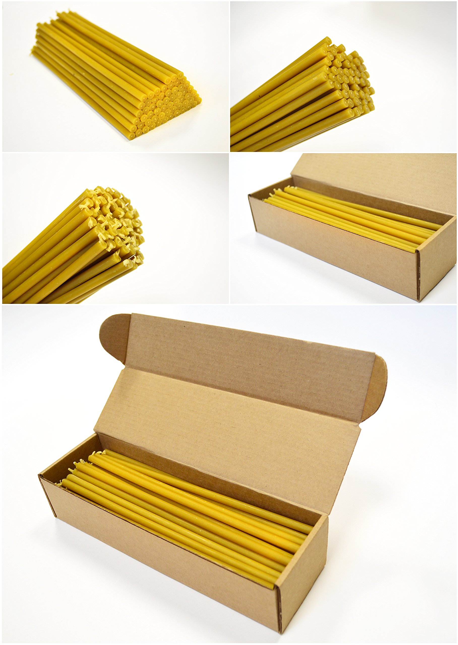Natural Pure Beeswax Candles - Organic Honey Scented Eco-Friendly Candles in Gift Box (Cotton Wicks, Dripless & Smokeless, 8 Inch/20cm, 60pcs) - Perfect for Home Decor, Meditation, Relaxation & Romantic Ambiance