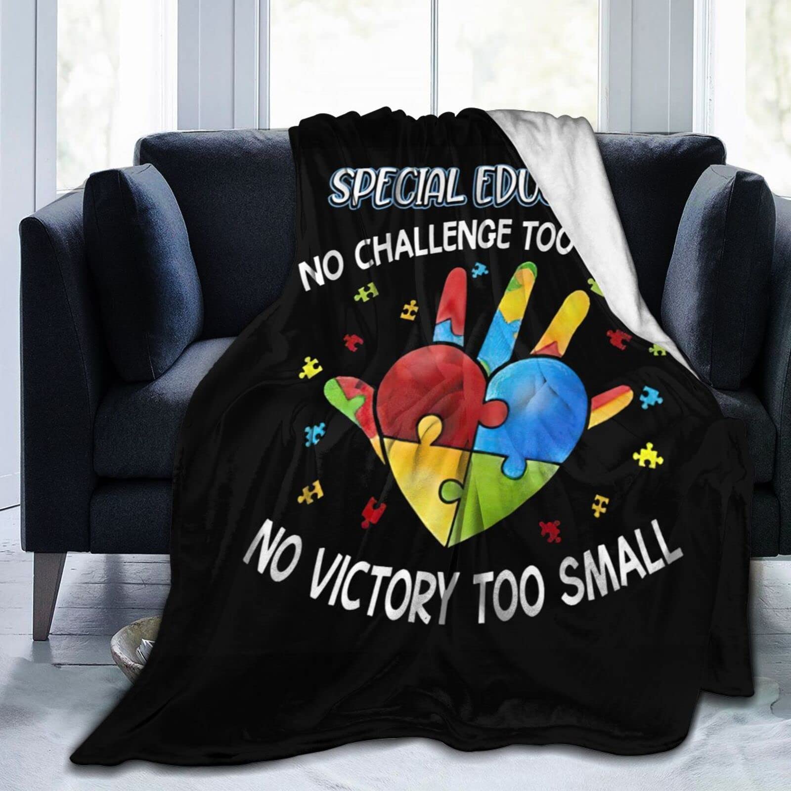 Special Education & Autism Awareness Teacher Blanket - Soft Flannel Fleece Throw for Women, Men & Kids - All-Season Cozy Gift for Classrooms, Therapy & Home Comfort