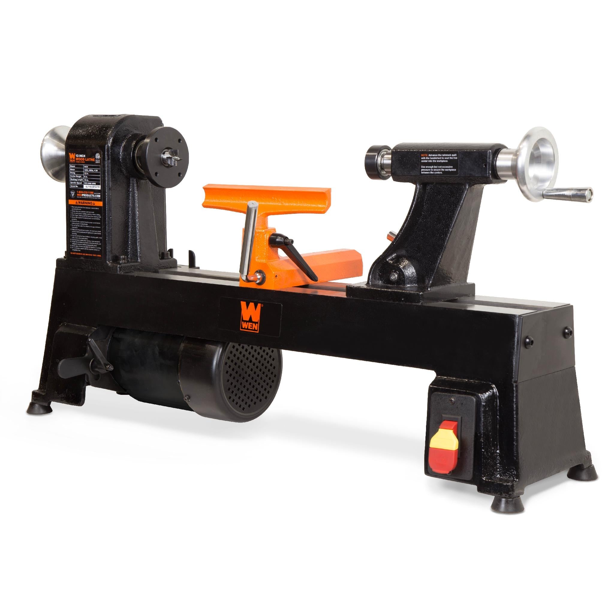 WEN R3424T 4.5 Amp 12x18 Inch 5-Speed Benchtop Wood Lathe - Refurbished | Perfect for Woodturning, DIY Projects & Small Workshops