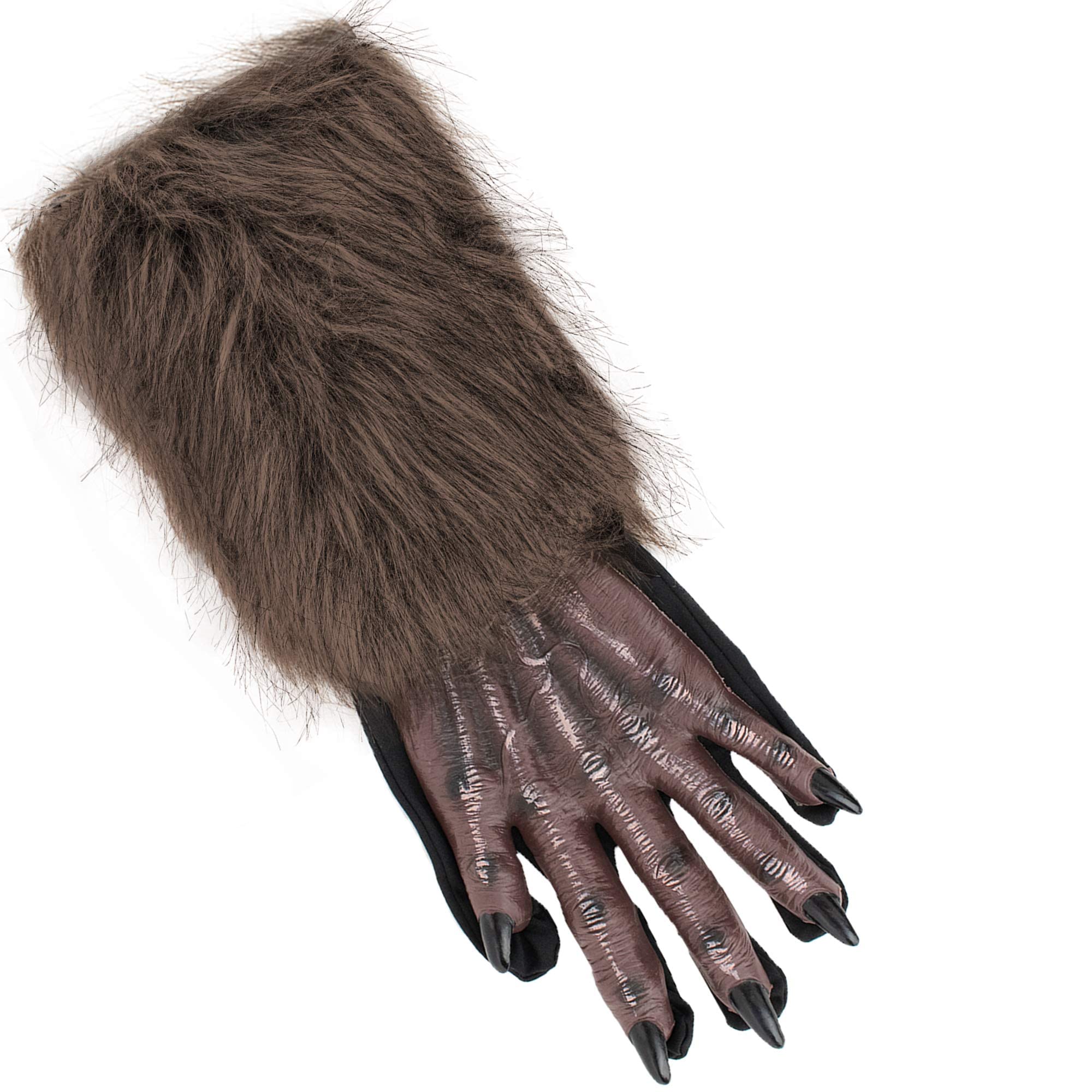 Skeleteen Werewolf Hand Costume Gloves - Brown Hairy Wolf Claw Hands Paws for Kids & Adults | Monster Halloween Cosplay Accessories | Perfect for Costume Parties, Trick or Treat, and Themed Events