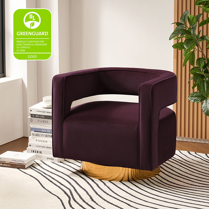 Agata Velvet Swivel Barrel Armchair - Modern Velvet Accent Chair with 360° Rotation for Living Room, Bedroom & Office