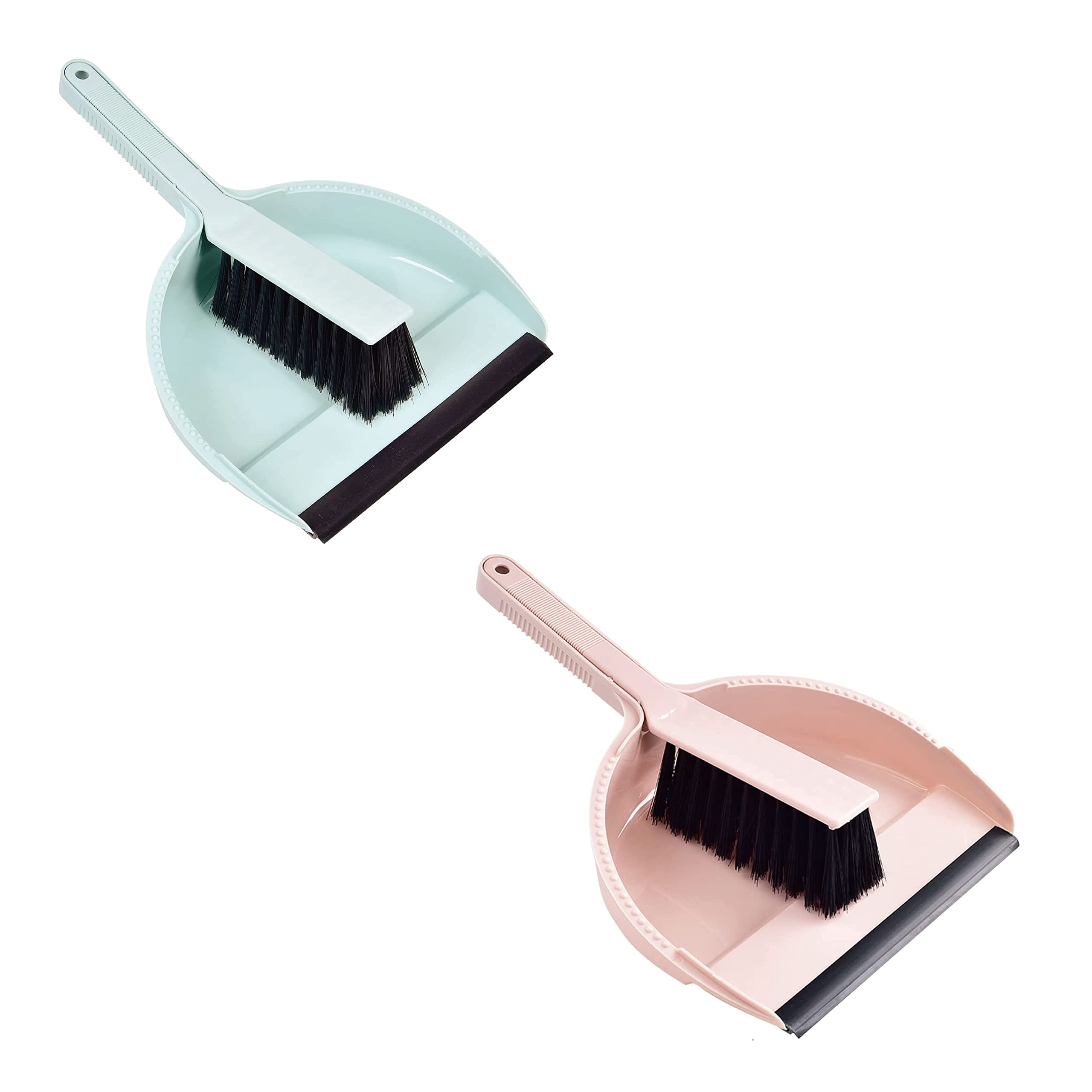Mini Brush and Dustpan Set - Compact Hand Broom & Dustpan Combo for Home, Kitchen, Office & Car Cleaning - Lightweight Small Dustpan with Brush (Pink & Blue) - Perfect for Quick Spills, Pet Hair & Tight Spaces