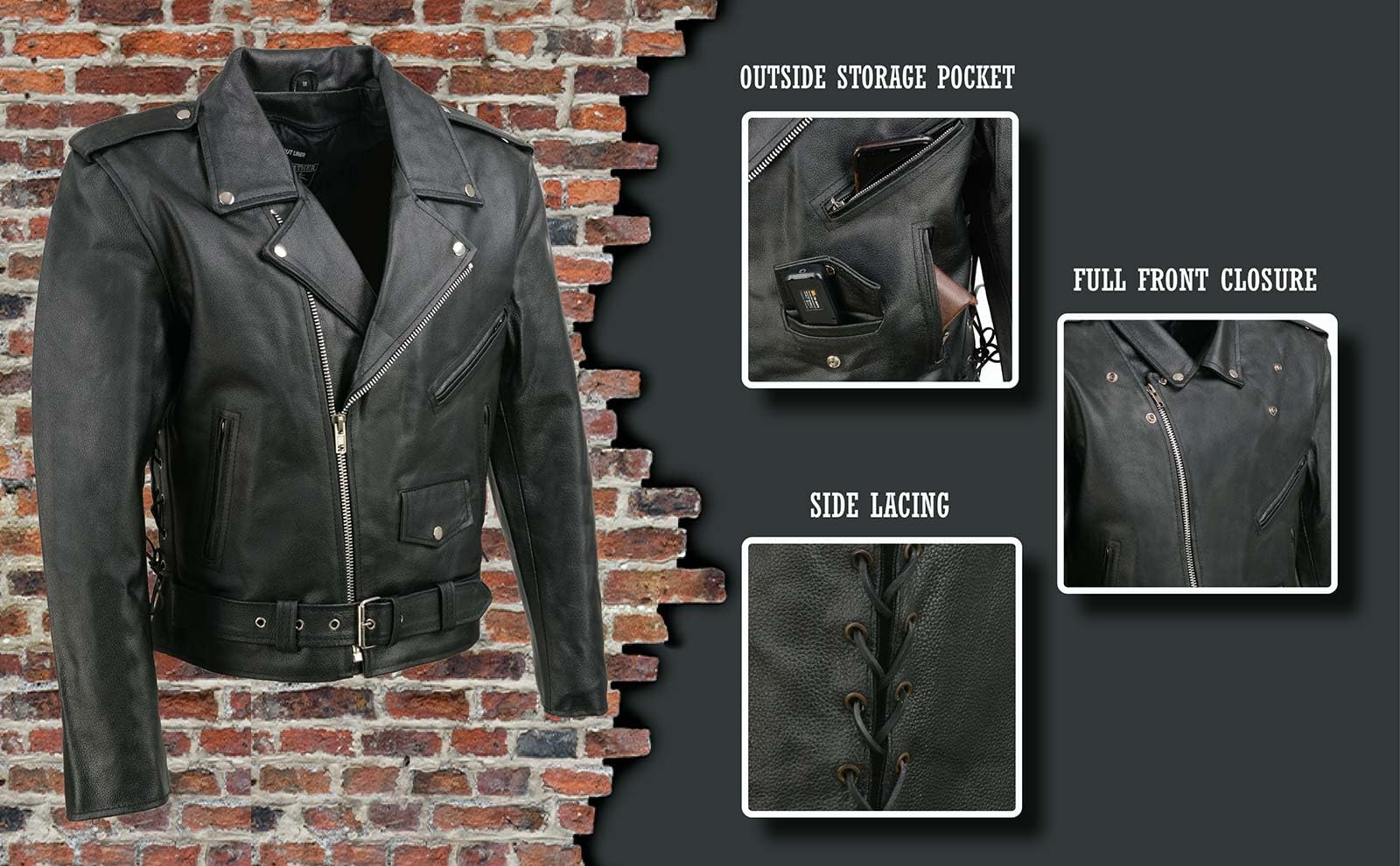 Men's Black Motorcycle Leather Jacket - Riding & Casual Wear