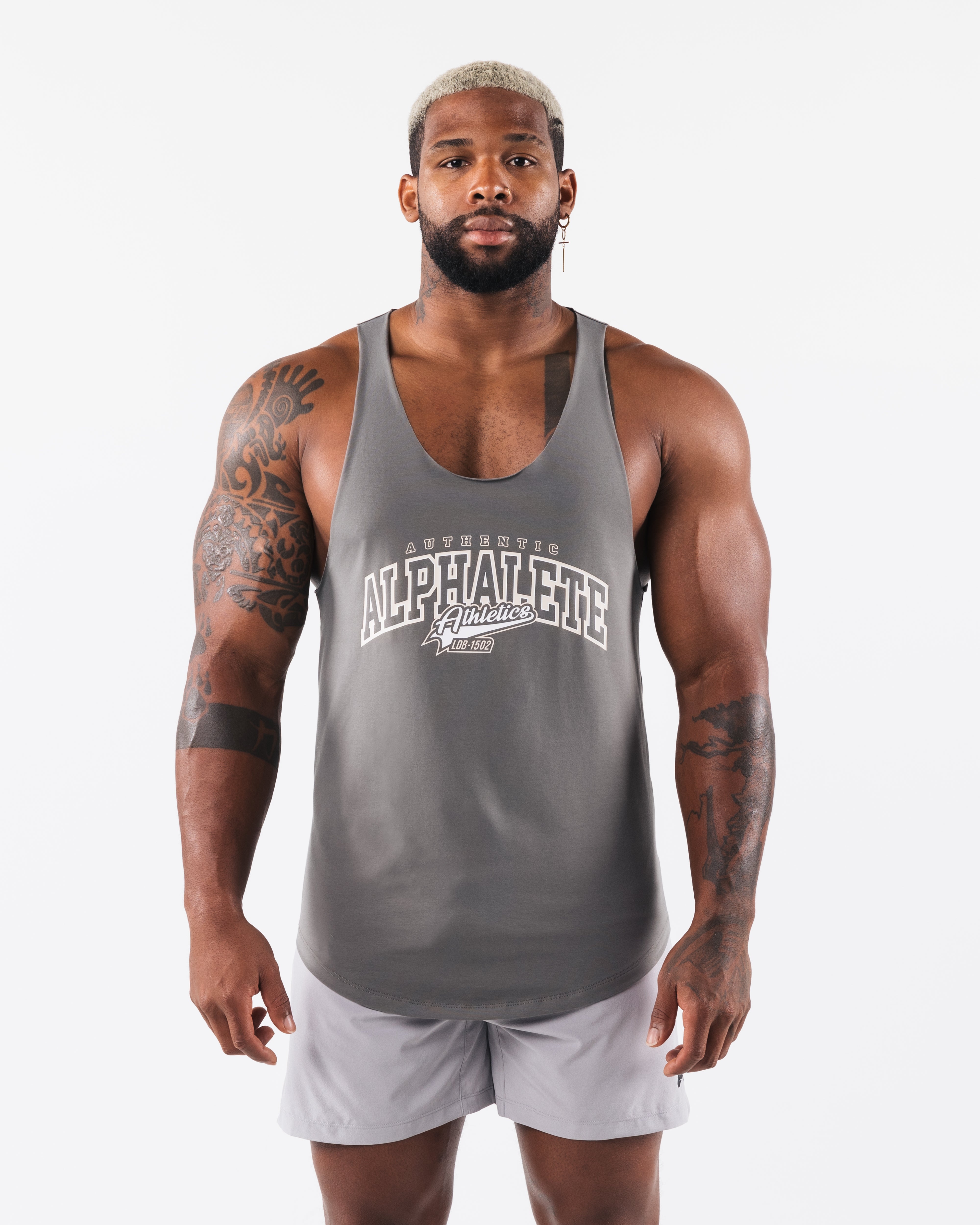 Stadium Raw Cut Tank Top - Dusty Concrete Color | Men's Athletic Workout Shirt for Gym, Running & Casual Wear