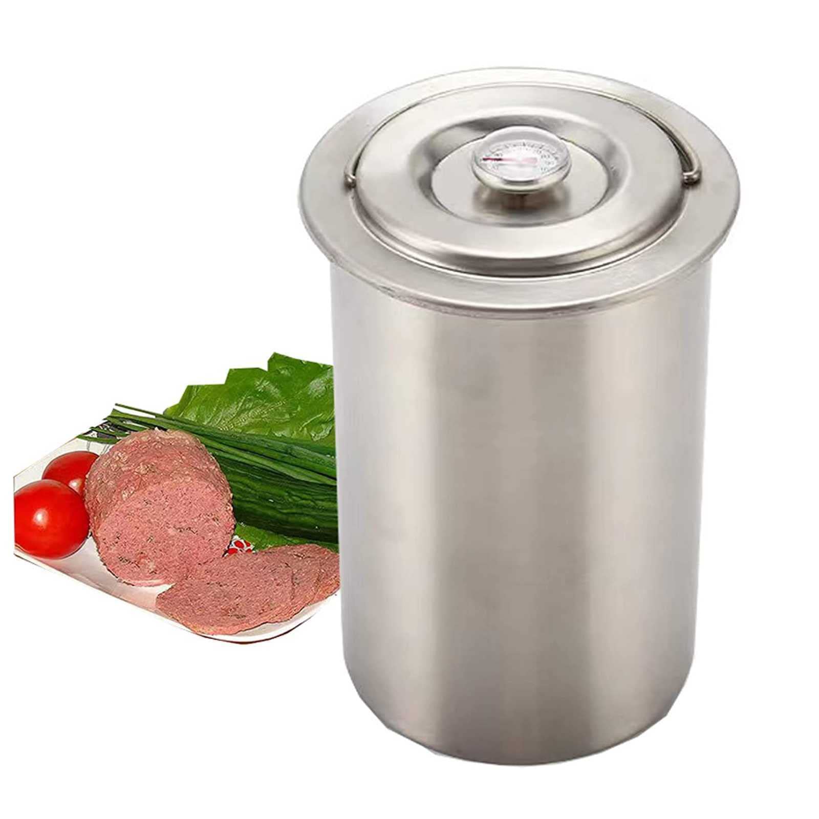 Stainless Steel Round Ham Press Maker with Thermometer - Perfect for Homemade Ham, Sandwiches & Panini Pressing - Ideal for Home Cooking, BBQ, and Deli Meat Preparation